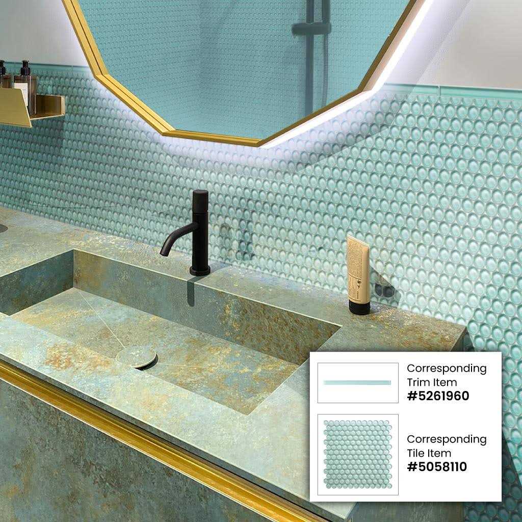 Apollo Tile 5 Pack 12-in x 12 Penny Round Glossy Finished Glass Mosaic Wall and Floor Tile - Image 3