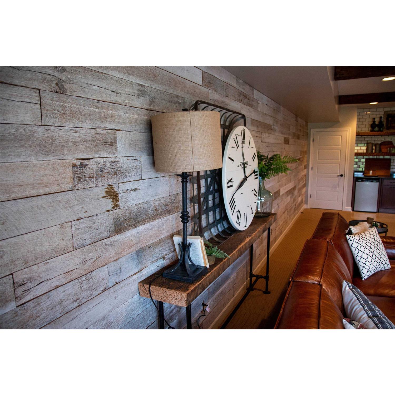 6 x 60 Reclaimed Wall Paneling in Whitewashed Antique Timber - Image 4