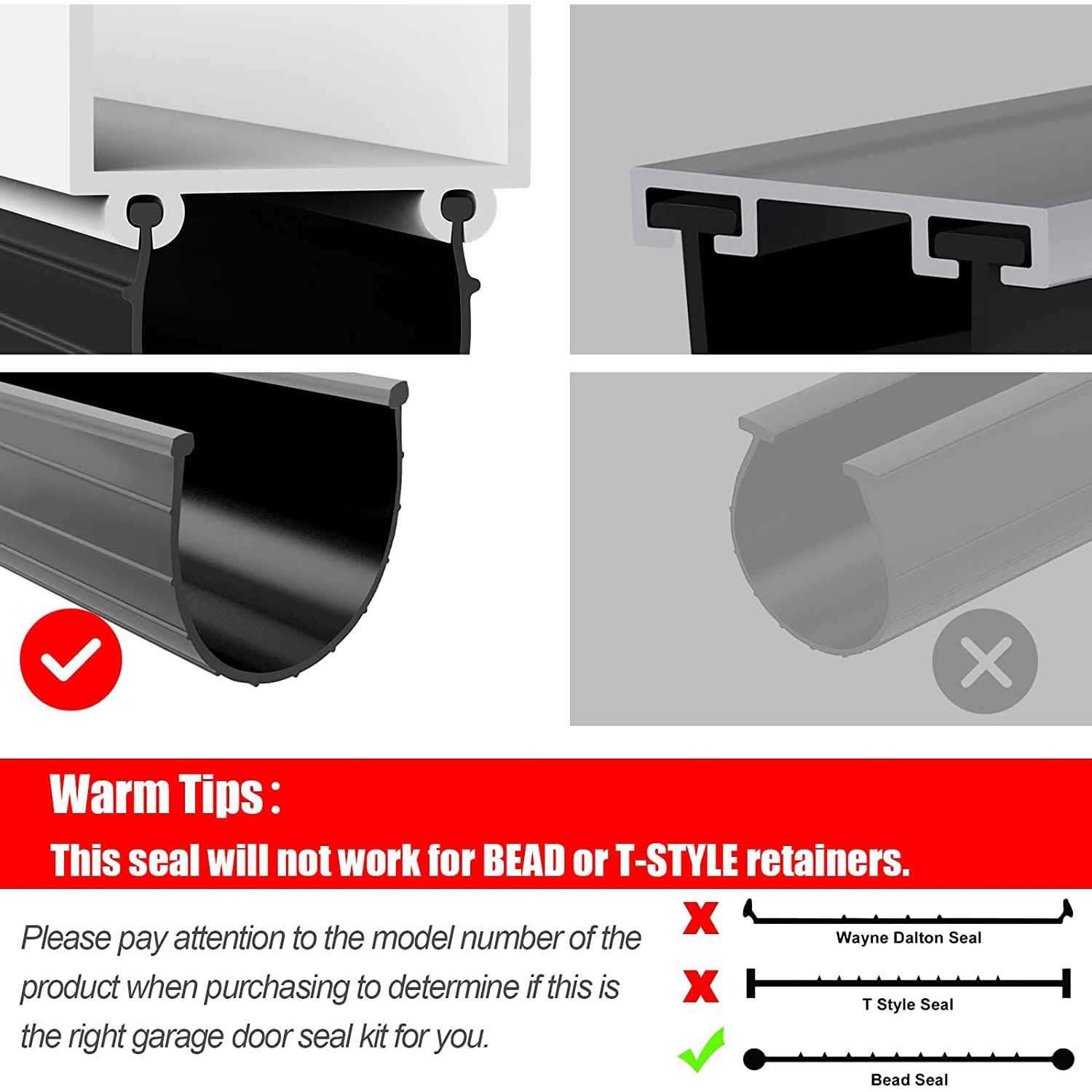 Replacement Wayne Dalton Garage Door Bottom Weather Seal 154448 for Weather Stripping Fit - Image 5