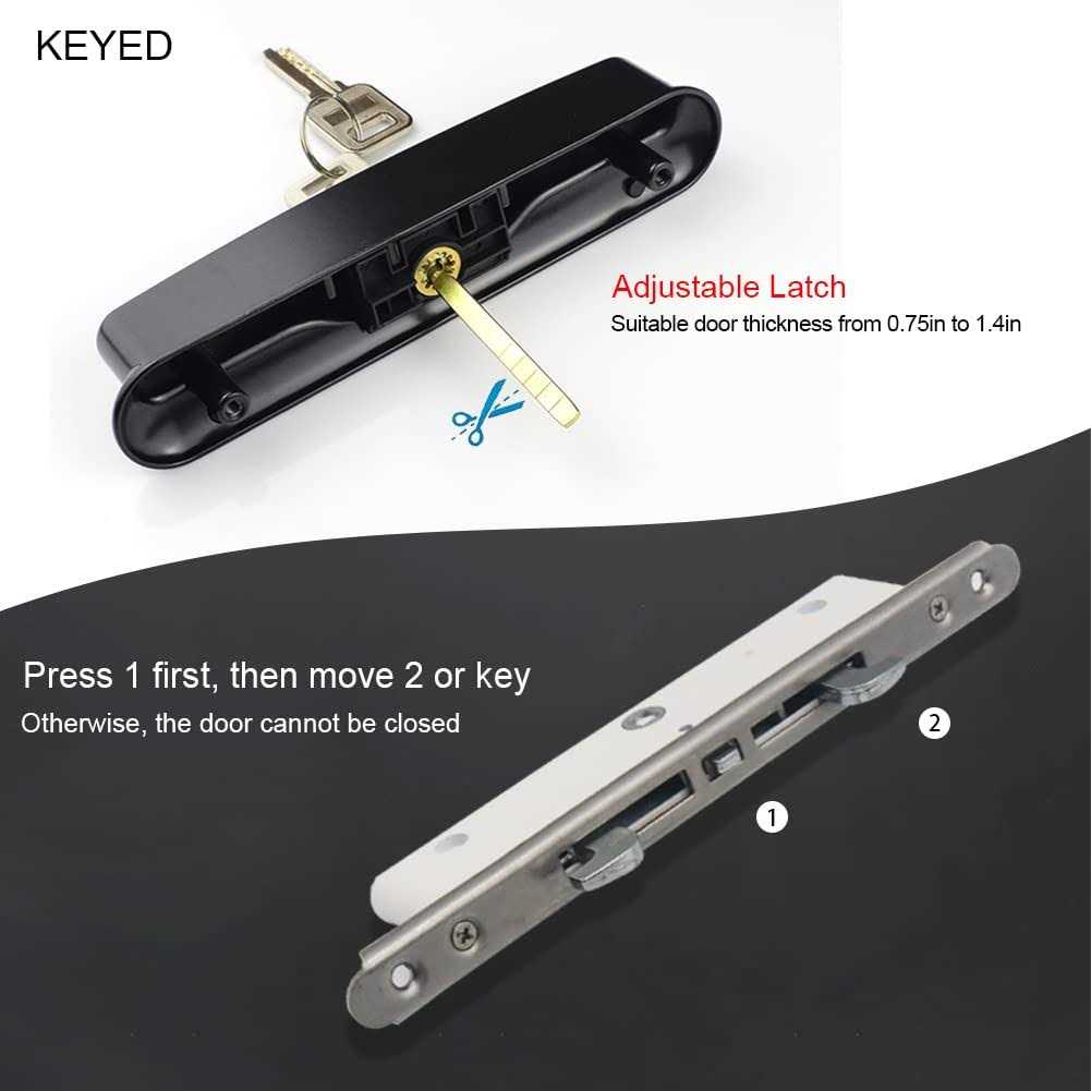 allywasai sliding patio door handle set with mortise lock suitable for sliding glass patio door thickness 1.4in - Image 4