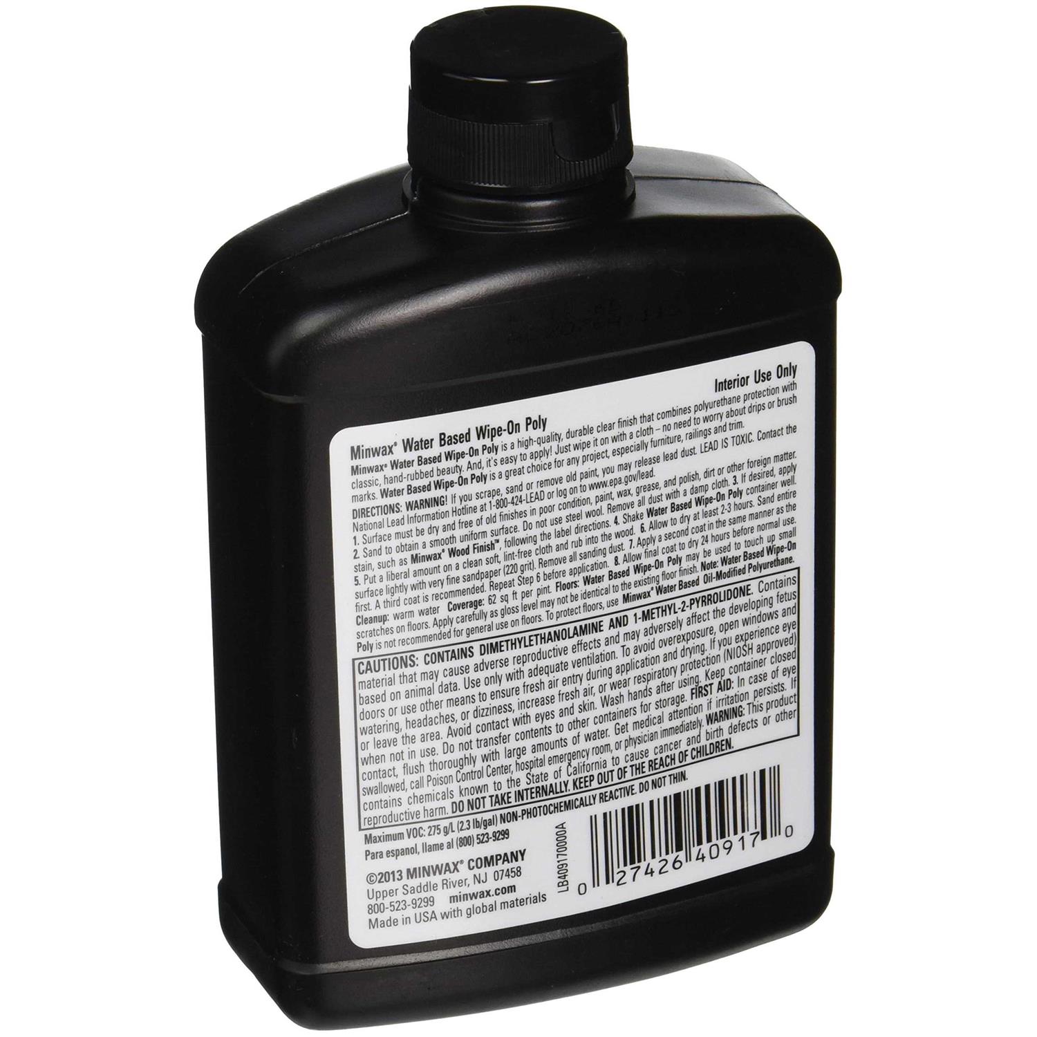 Minwax Water Based Stain Wipe-On Poly Satin - Image 3