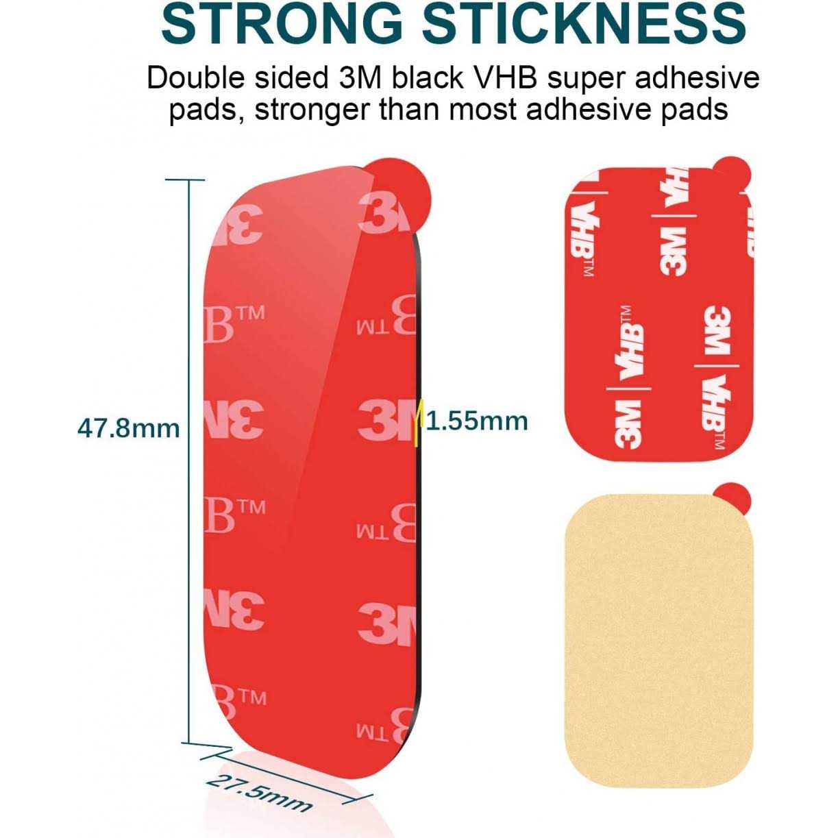 APPS2Car 3m Vhb Sticky Adhesive Pads Replacement Mounting Tape 4 Pcs - Image 3