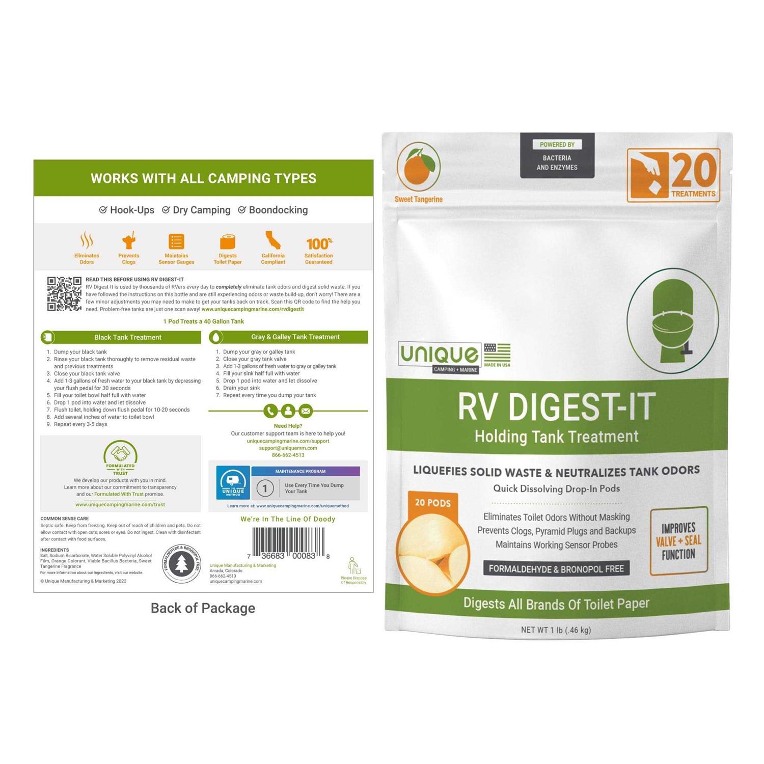 Unique RV Digest-It Black Tank Treatment Concentrated Drop-In Pod Toilet Treatment - Image 3