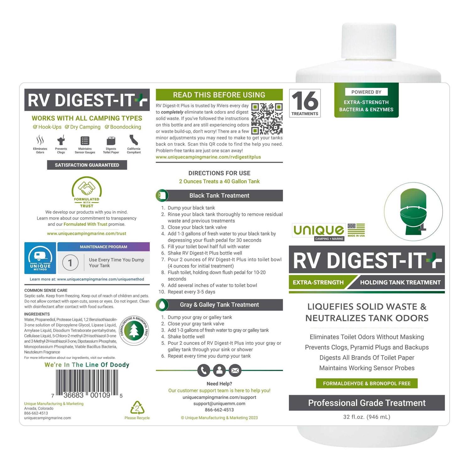 Unique RV Digest-It Plus Extra-Strength Black Tank Treatment Liquid - Image 4