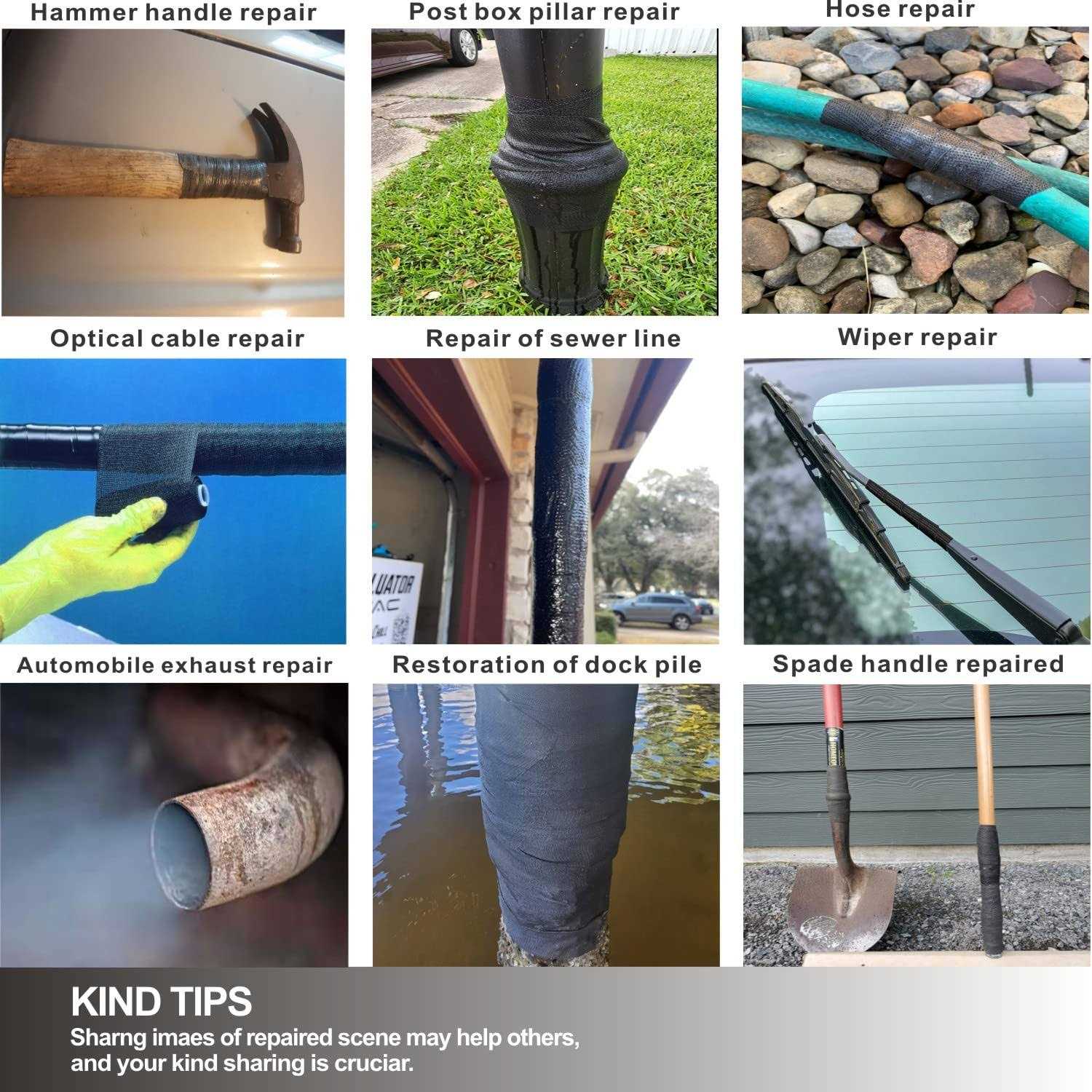 AMIZUHE Fiberglass Repair Kit Automotive Exhaust Pipe Repair Wrap 4 X 15ft - Image 3