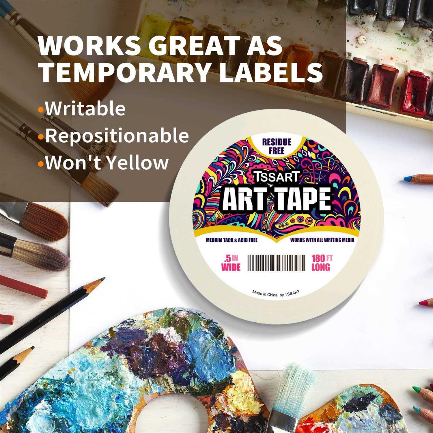 Tssart White Tape Masking Artists Tape for Drafting Art Watercolor Painting Canvas Framing - Image 3