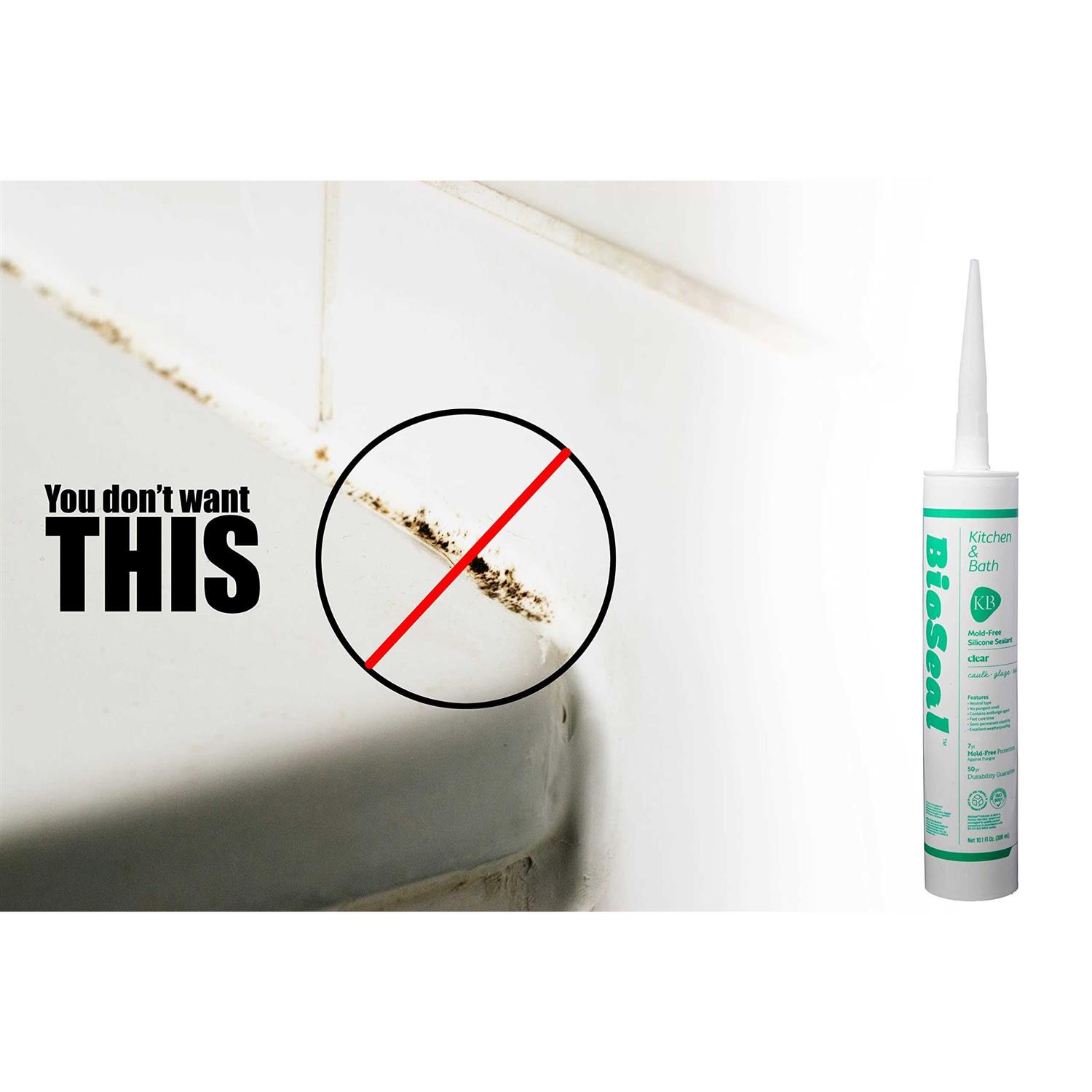 BioSeal 100% Silicone Sealant Caulk Waterproof and No Odor 10.1 Ounce Cartridge - Image 3