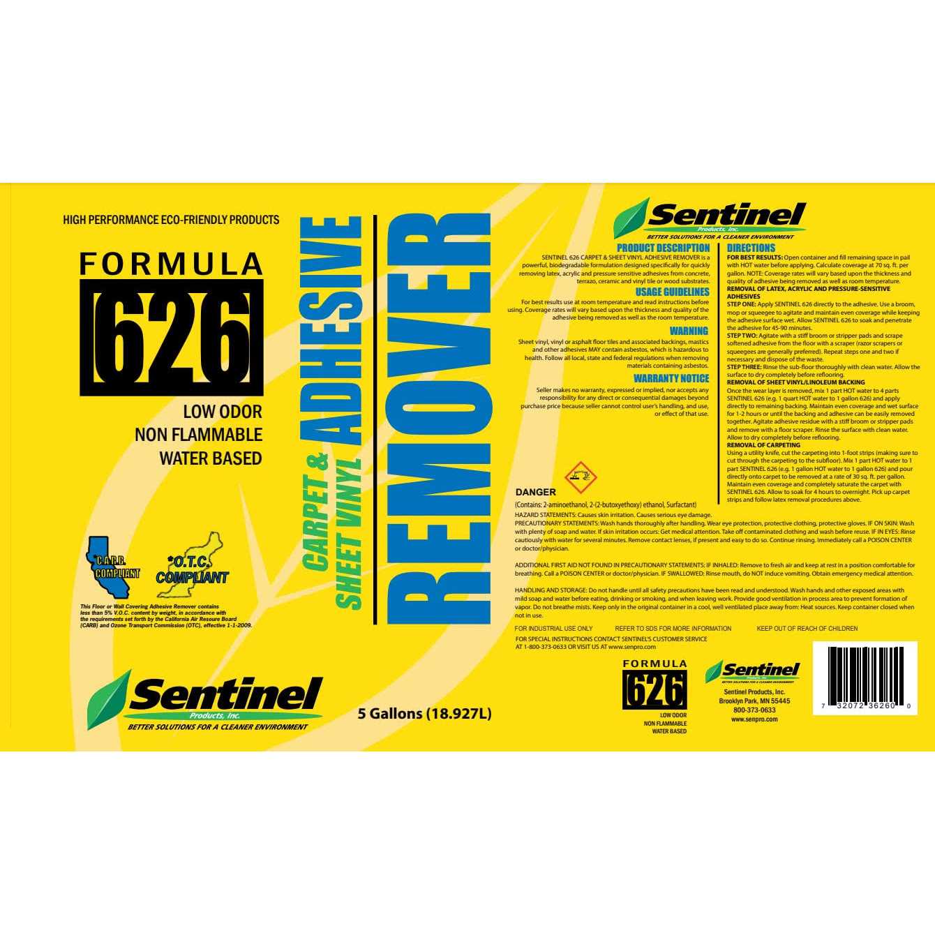 Sentinel Formula 626 Carpet and Sheet Vinyl Adhesive Remover - Image 2