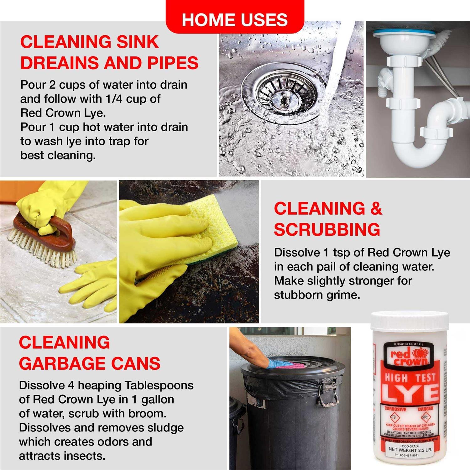 The Boyer Corporation Lye For Soap Making, Sodium Hydroxide Pure High Test Lye Food Grade, Caustic Soda, Drain Cleaner And Clog Remover - Image 5