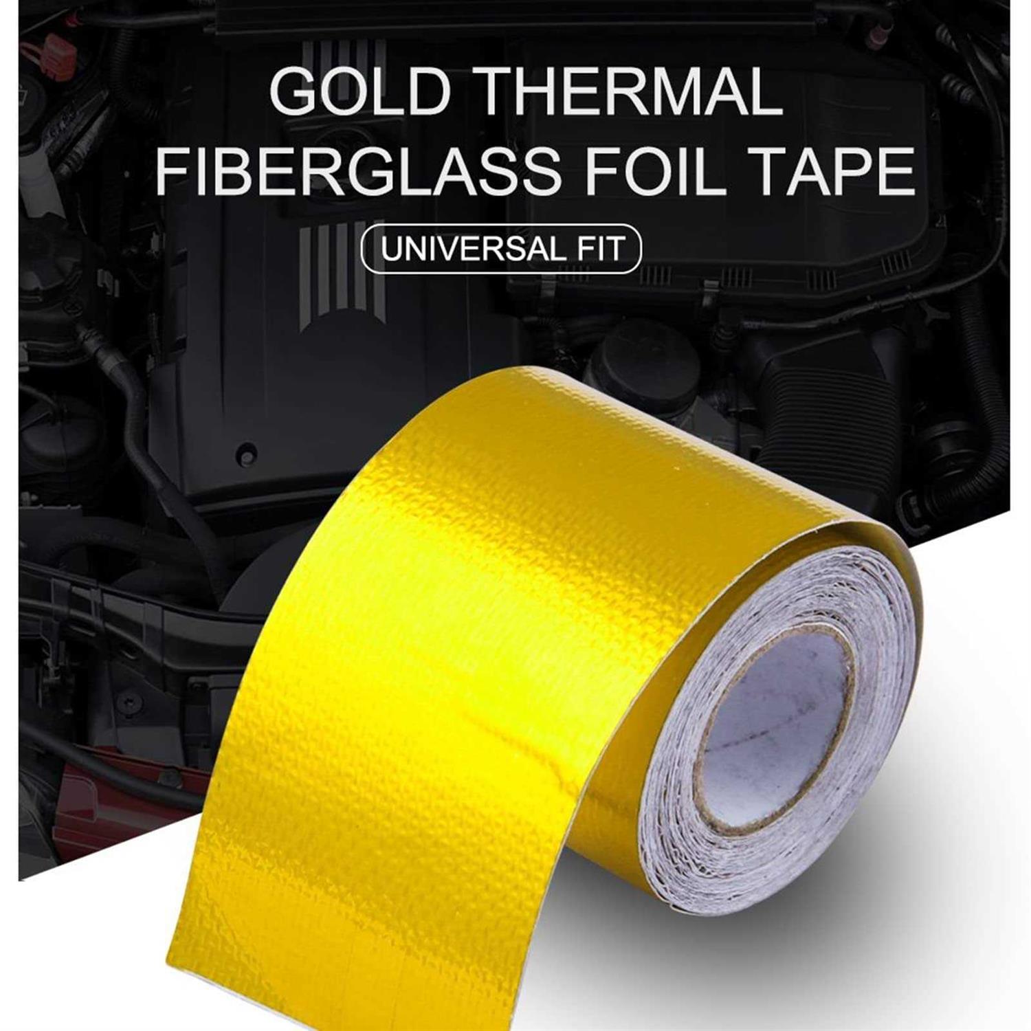 Sporacingrts 2 Gold Adhesive Backed Heat Barrier Tape Heat Shield Reflective Tape Wrap Roll,compatible with Car Intake Pipe - Image 3