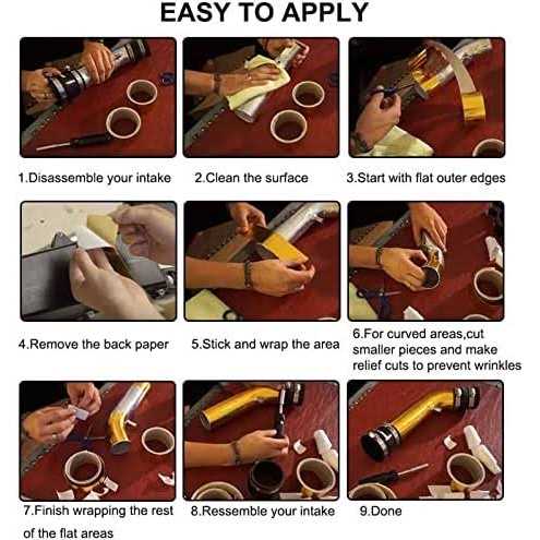 Sporacingrts 2 Gold Adhesive Backed Heat Barrier Tape Heat Shield Reflective Tape Wrap Roll,compatible with Car Intake Pipe - Image 5