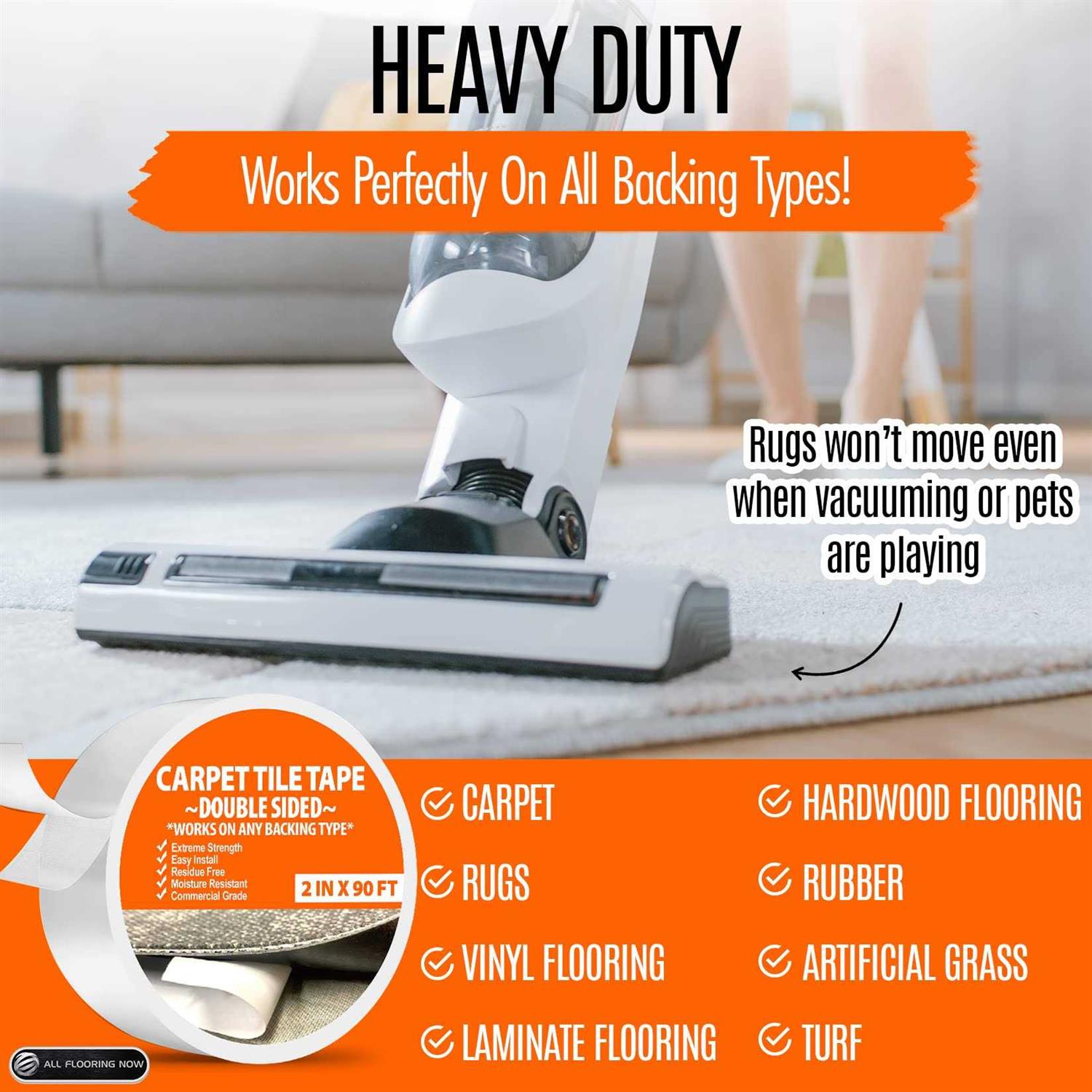 ALL FLOORING NOW Double Sided Tape Heavy Duty Carpet Tape 2in x 90ft for Carpet Tiles - Image 4