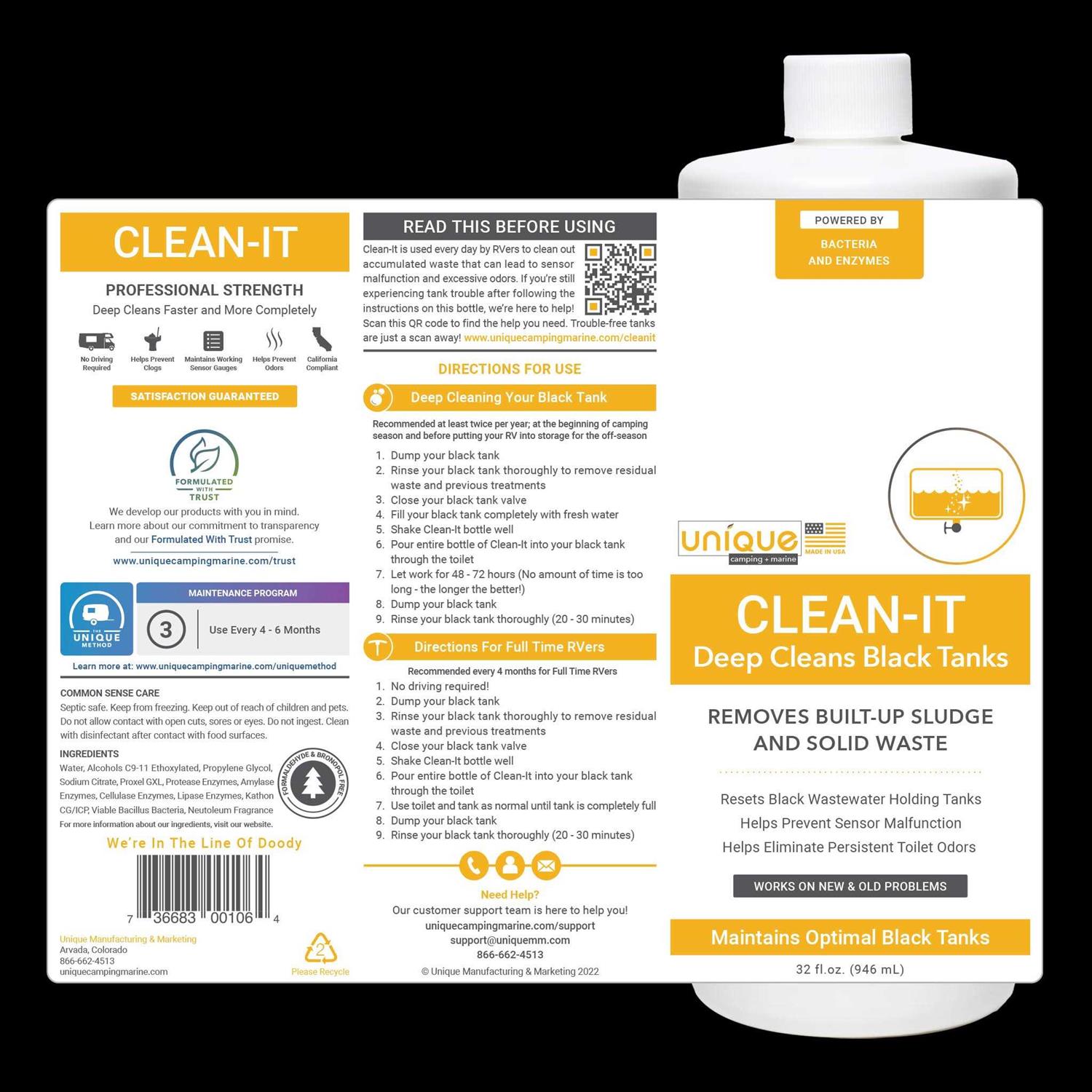 Unique Clean-It RV Black Tank Cleaner Enzyme Liquid - Image 5