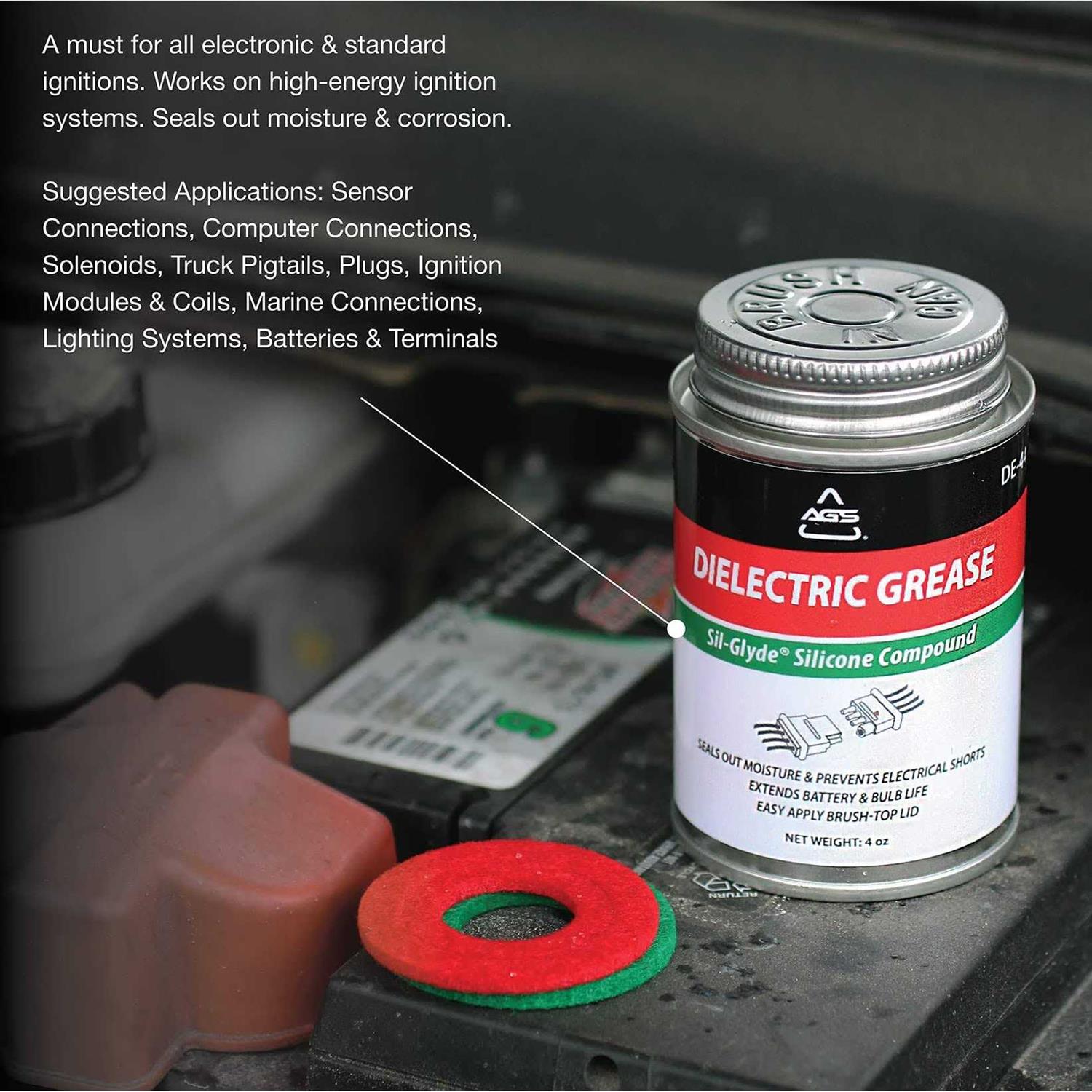 AGS Automotive Solutions Dielectric Grease 4oz Brush Top - Image 4