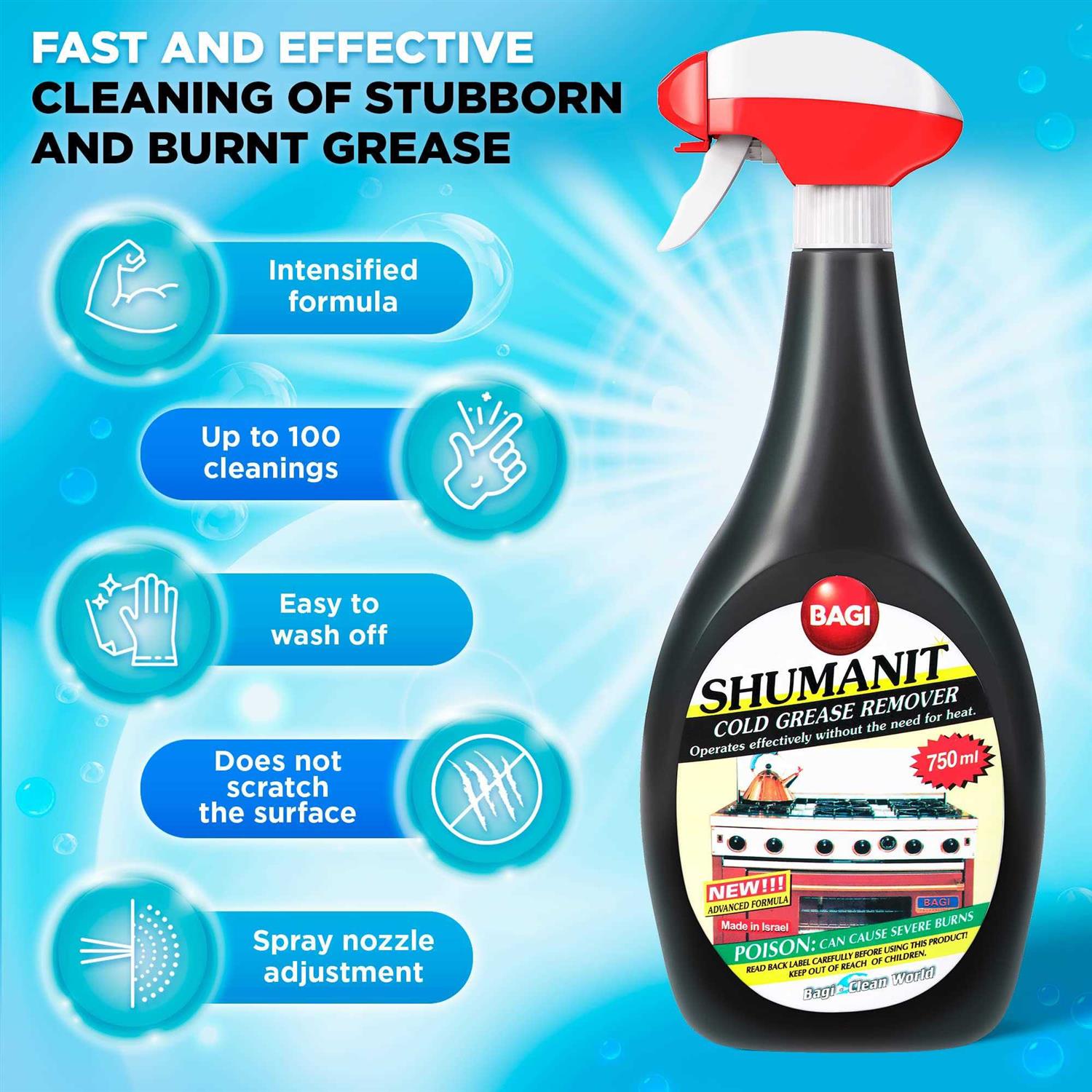 Bagi Shumanit Cold Grease Remover. Spray for The Immediate Removal of Stubborn - Image 5