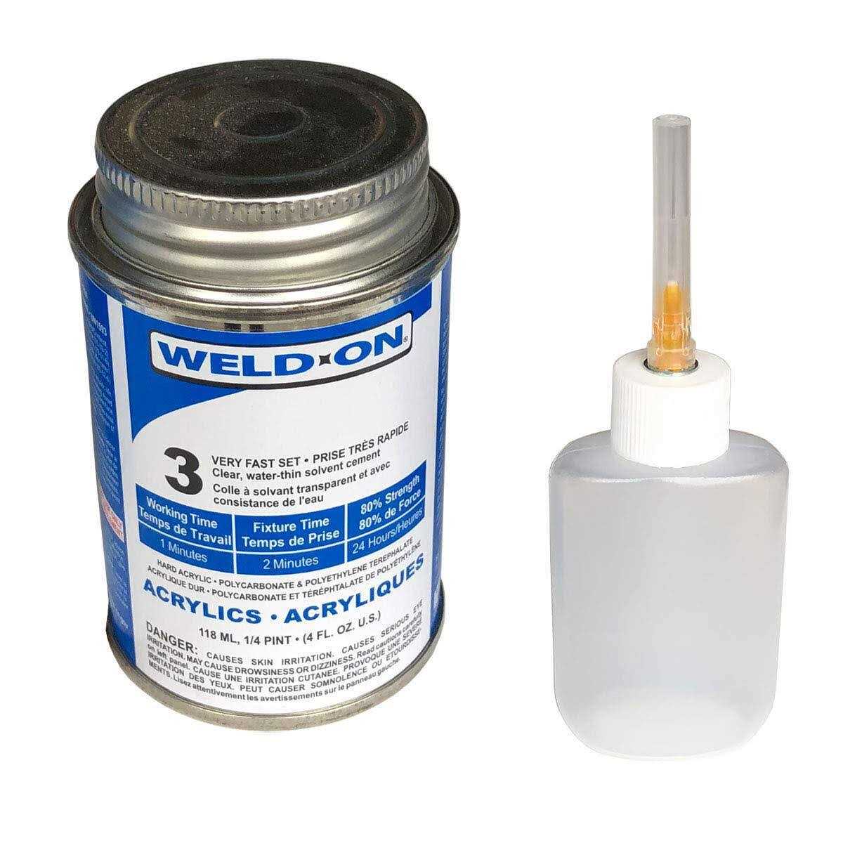 Scigrip Weld-On #3 Adhesive, 4 oz. and Weld-On Applicator Bottle with Needle