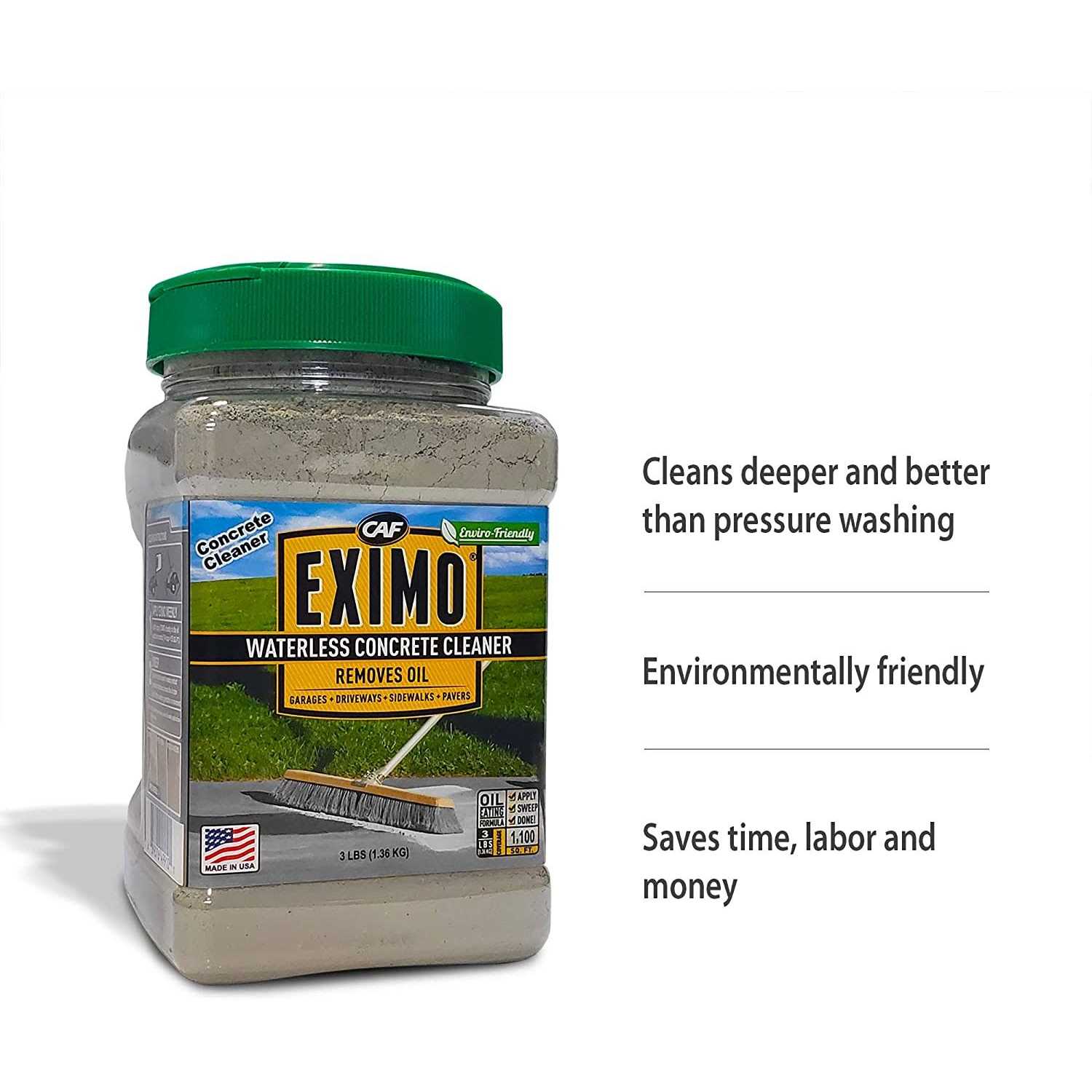 CAF Outdoor Cleaning EXIMO Waterless Concrete Cleaner for Driveway, Garage, Basement, and Walkway Surfaces - Image 4