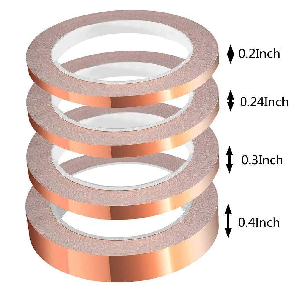 SUMAJU 4 Pack Copper Foil Tape with Conductive Adhesive 4 Sizes x22Yards for Guitar and EMI Shielding - Image 4