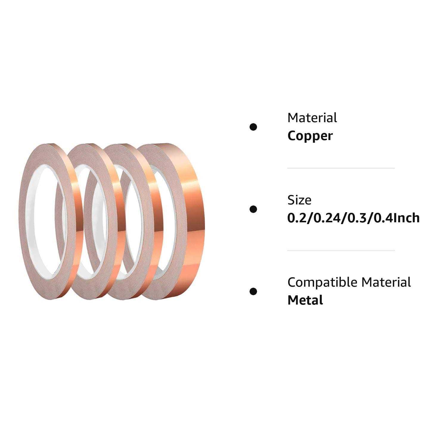 SUMAJU 4 Pack Copper Foil Tape with Conductive Adhesive 4 Sizes x22Yards for Guitar and EMI Shielding - Image 5
