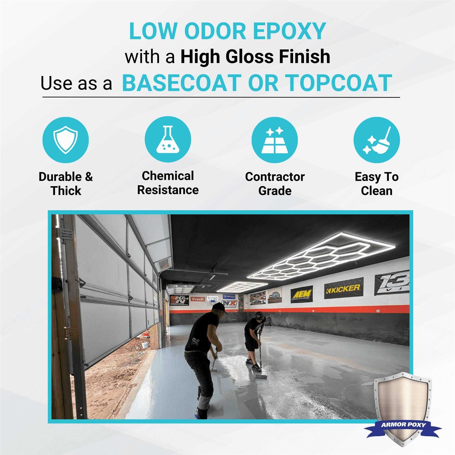 Armorpoxy 3 Gal Gray Gloss 2 Part Epoxy Interior/Exterior Concrete Basement and Garage Floor Coating Floor Paint - Image 4