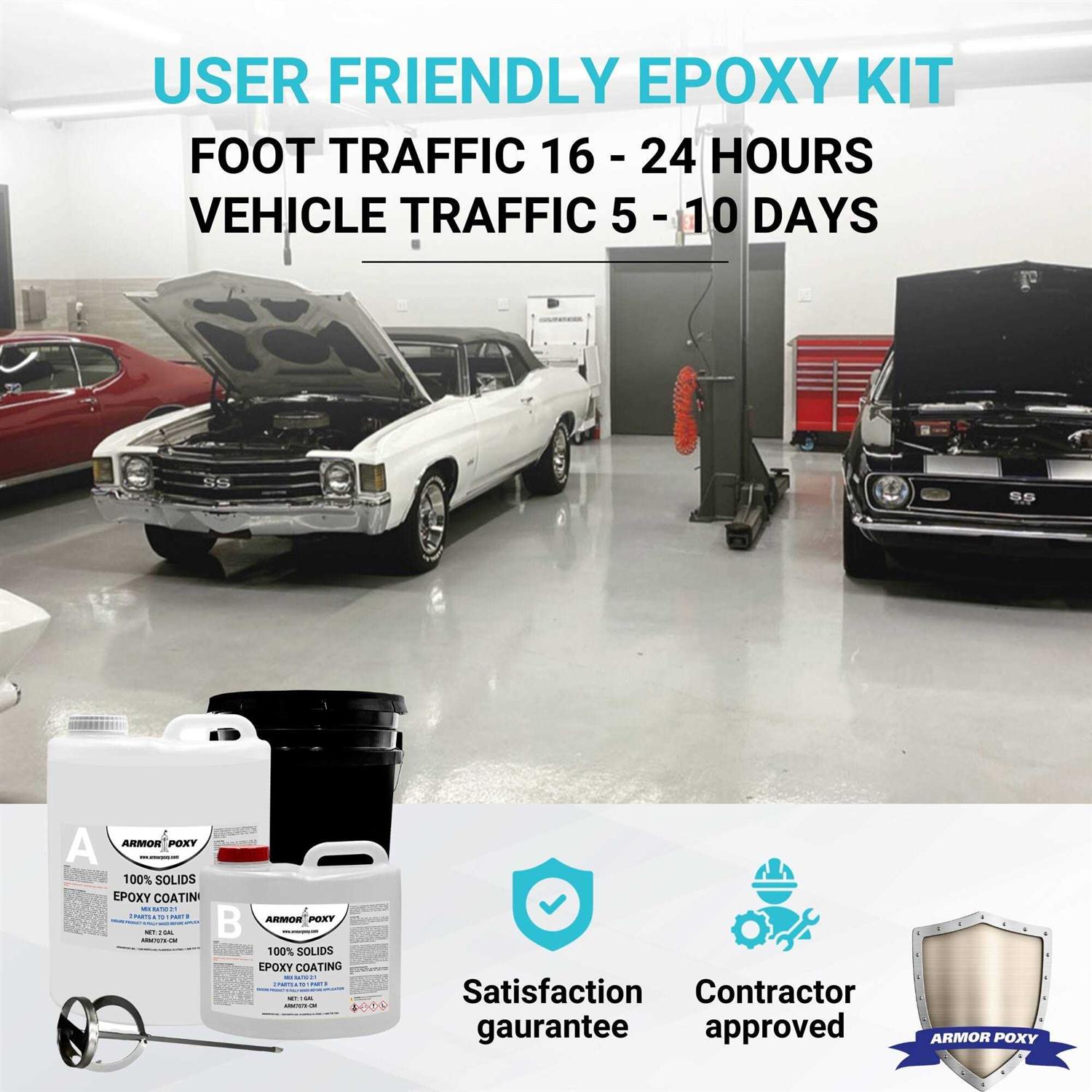 Armorpoxy 3 Gal Gray Gloss 2 Part Epoxy Interior/Exterior Concrete Basement and Garage Floor Coating Floor Paint - Image 5