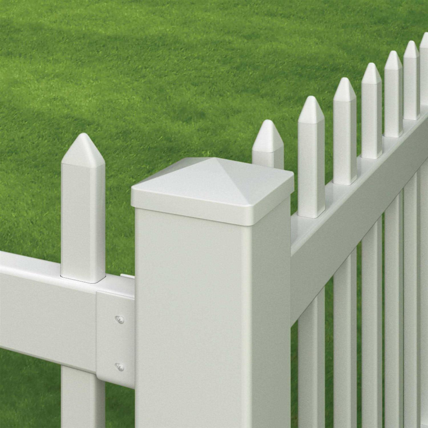Outdoor Essentials 5 in. x 5 in. White Vinyl Pyramid Fence Post Cap - Image 4