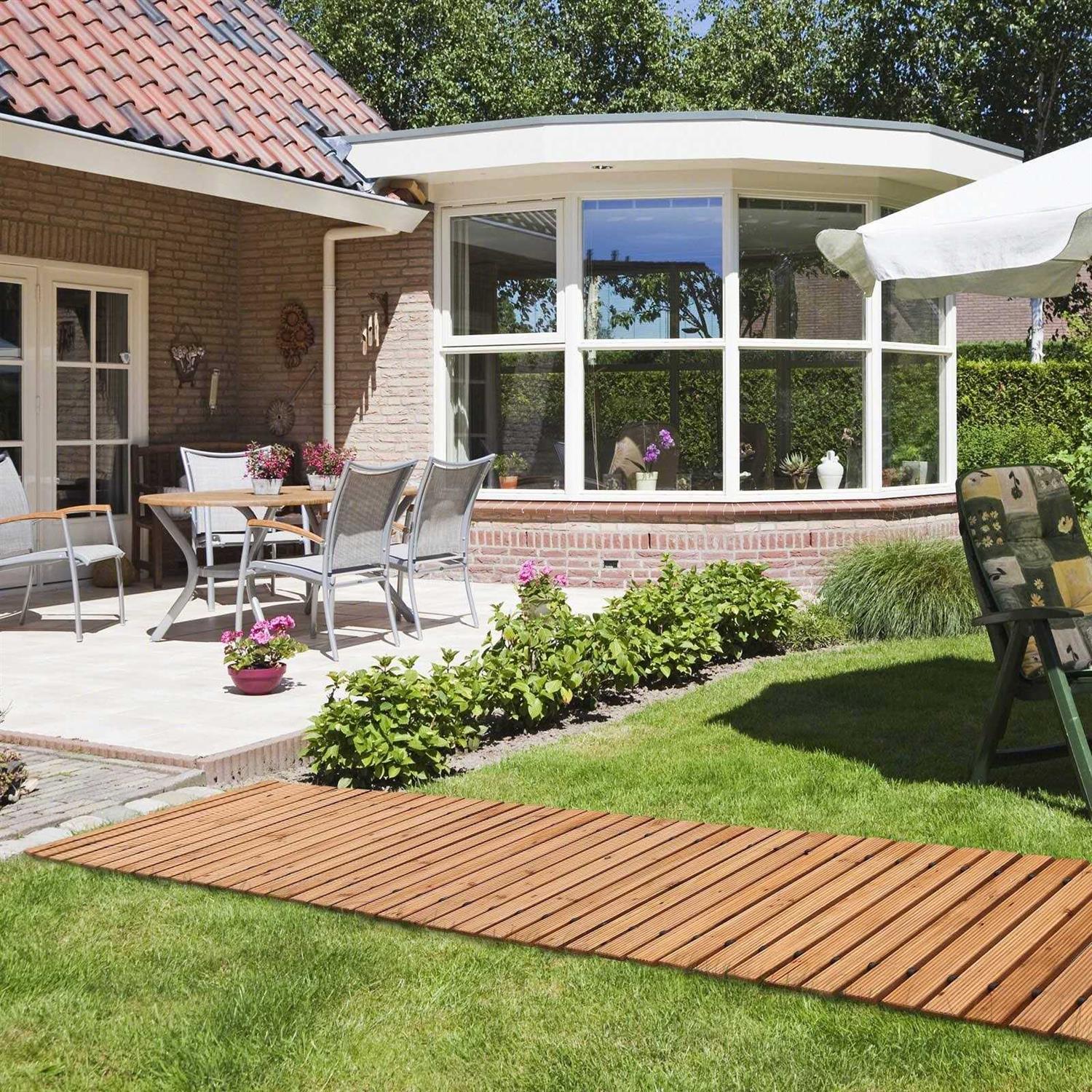 RELIANCER Wooden Garden Pathway,Outdoor Roll Out Cedar Straight Walkway,Patio Path Decorative Garden Boardwalk Walkways,Weather-resistant Roll Up - Image 4