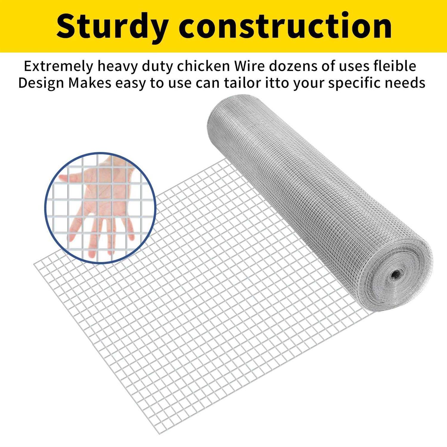 DWALE Hardware Cloth Chicken Wire Mesh Galvanized Wire Mesh 19 Gauge Heavy Duty Galvanized Wire Fence Chicken Fence for Chicken Poultry Coop - Image 4