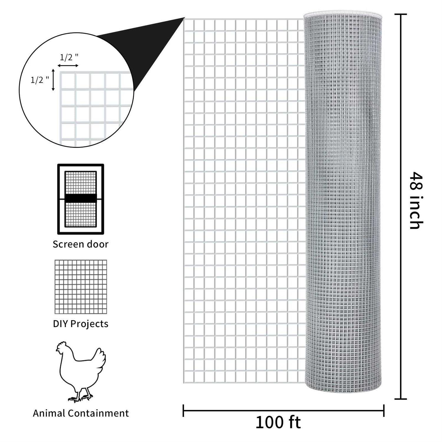 DWALE Hardware Cloth Chicken Wire Mesh Galvanized Wire Mesh 19 Gauge Heavy Duty Galvanized Wire Fence Chicken Fence for Chicken Poultry Coop - Image 5