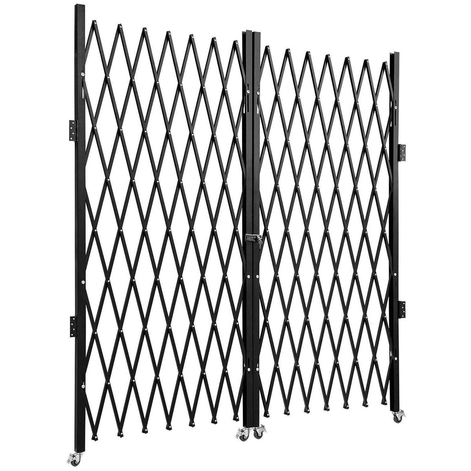 VEVOR Bi-Fold Security Door 5 ft. H x 10 ft. W Steel Accordion Folding Door Gate with Keys 360-Degree Rolling Barricade Gate - Image 3