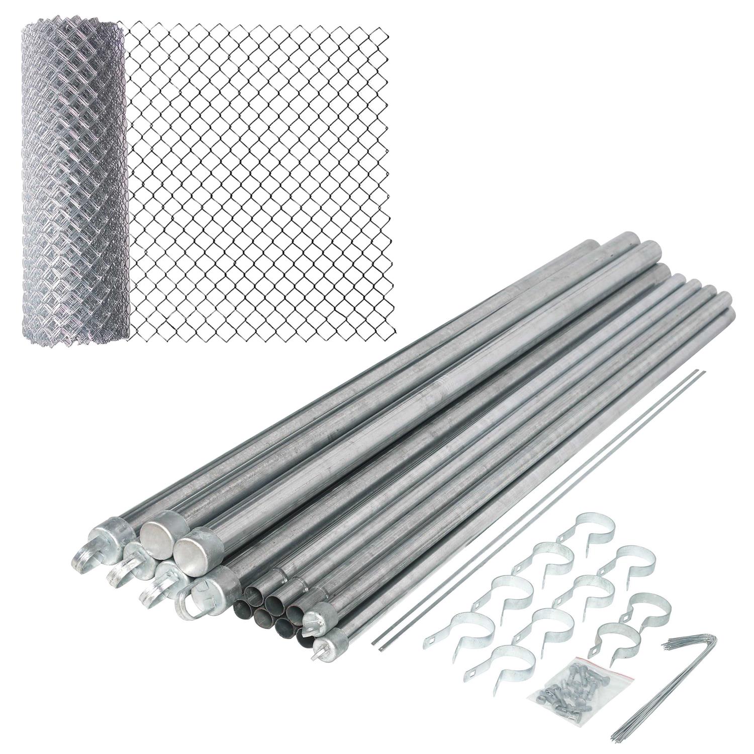 ALEKO Galvanized Steel Chain Link Fence Complete Kit Hardware&Tools