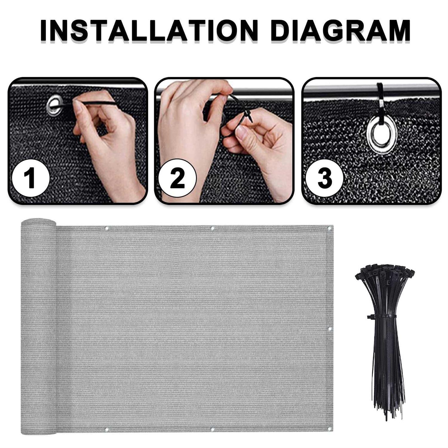 Love Story 3' x 10' Balcony Privacy Screen Fence Cover Mesh for Deck Patio Porch Railing - Image 3