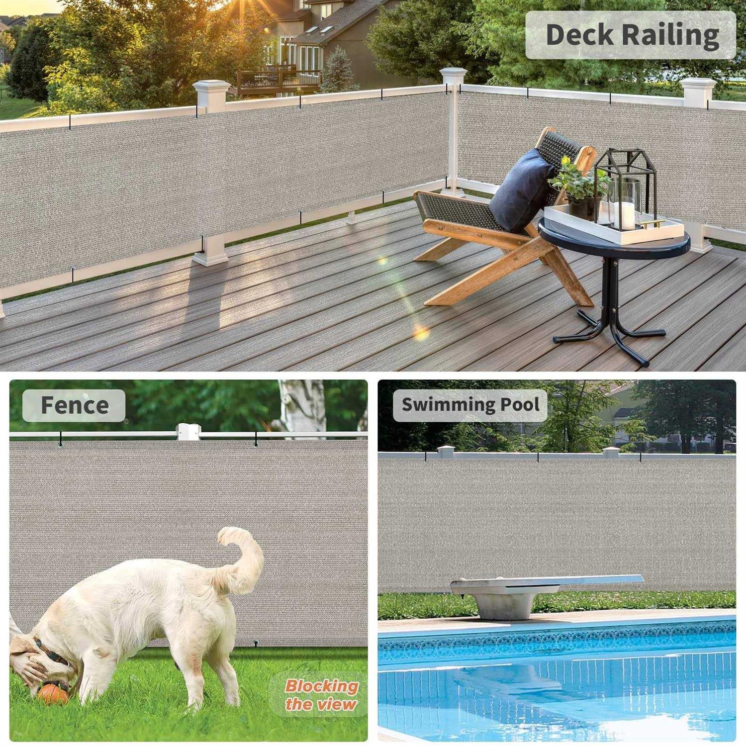 Love Story 3' x 10' Balcony Privacy Screen Fence Cover Mesh for Deck Patio Porch Railing - Image 5