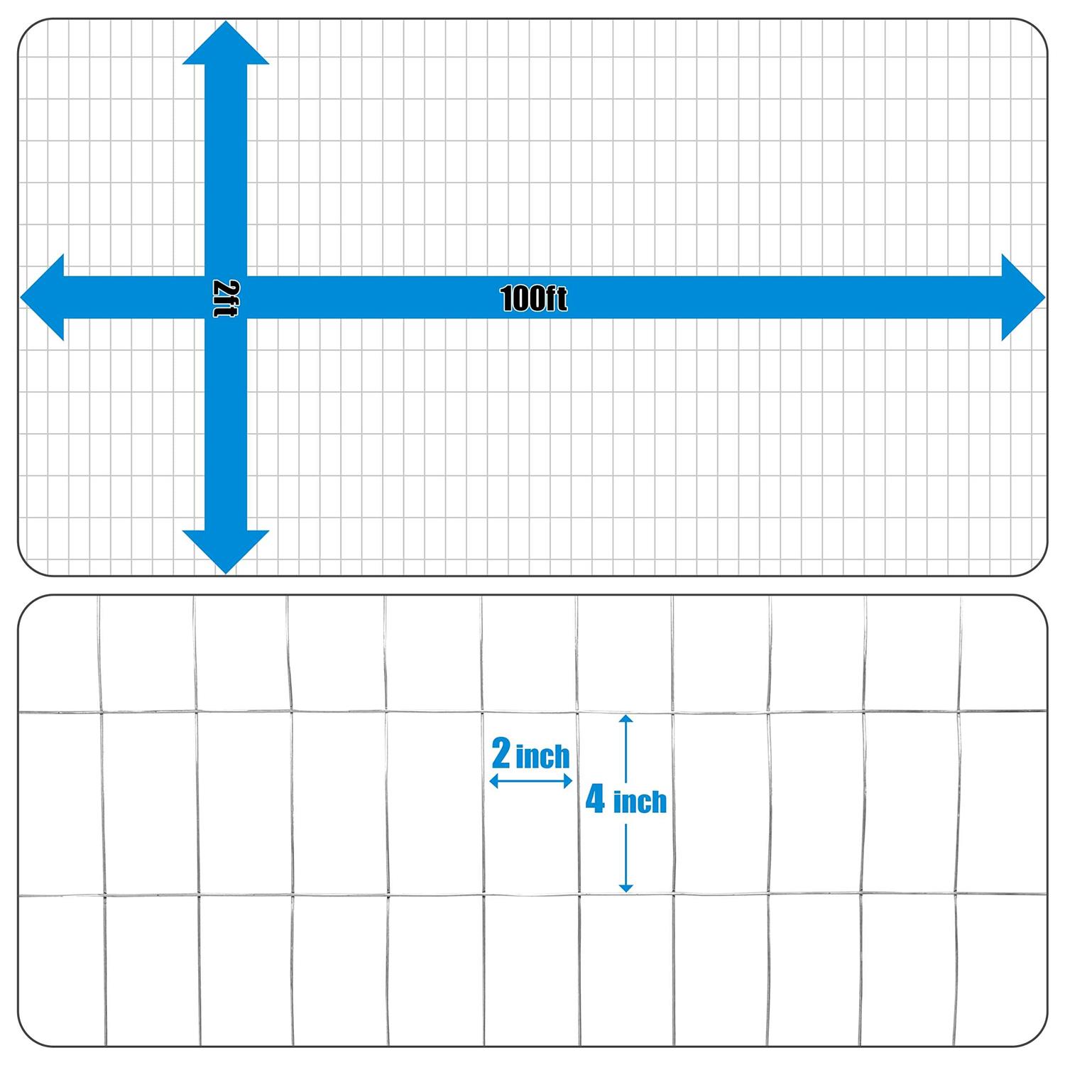 Fencer Wire 2 x 100 ft. 14 Gauge Welded Wire Fence 2 x 4 in. Mesh - Image 3