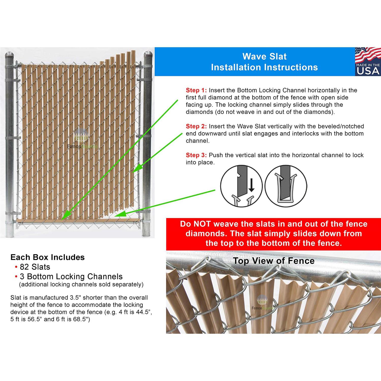 Fencesource Wave Slat Single Wall Bottom Locking Privacy Slat for 4 5 6 7 and 8 Chain Link Fence - Image 3