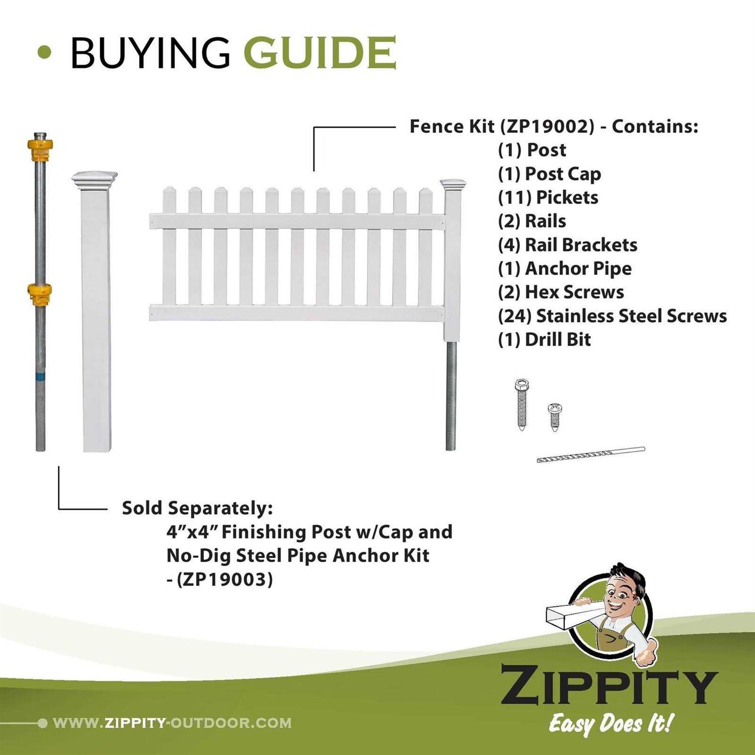 Zippity Outdoor Products ZP19002 No Dig Fence Newport, 36H x 72W, White - Image 3