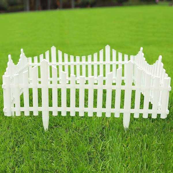 Jumbl Decorative 8 Piece White Picket Garden Fence Border - Image 3