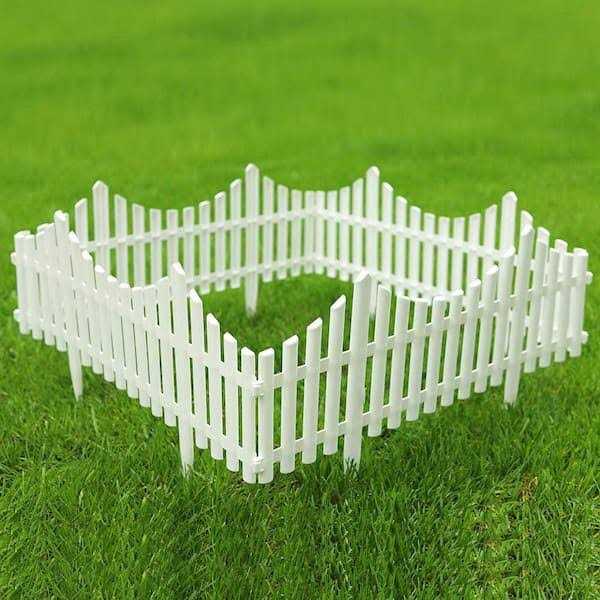 Jumbl Decorative 8 Piece White Picket Garden Fence Border - Image 5