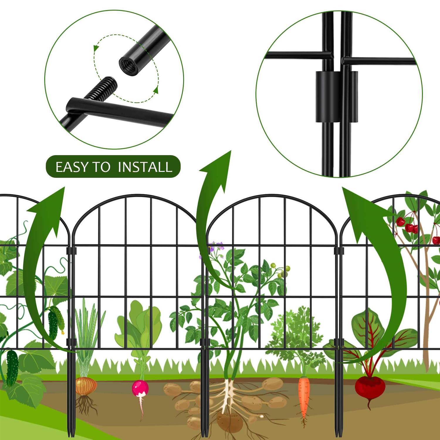 Decorative Garden Fence No Dig Fencing 24in Rustproof Metal Wire Panel Border Animal Barrier,Apply to Dog Fencing Outdoor - Image 4