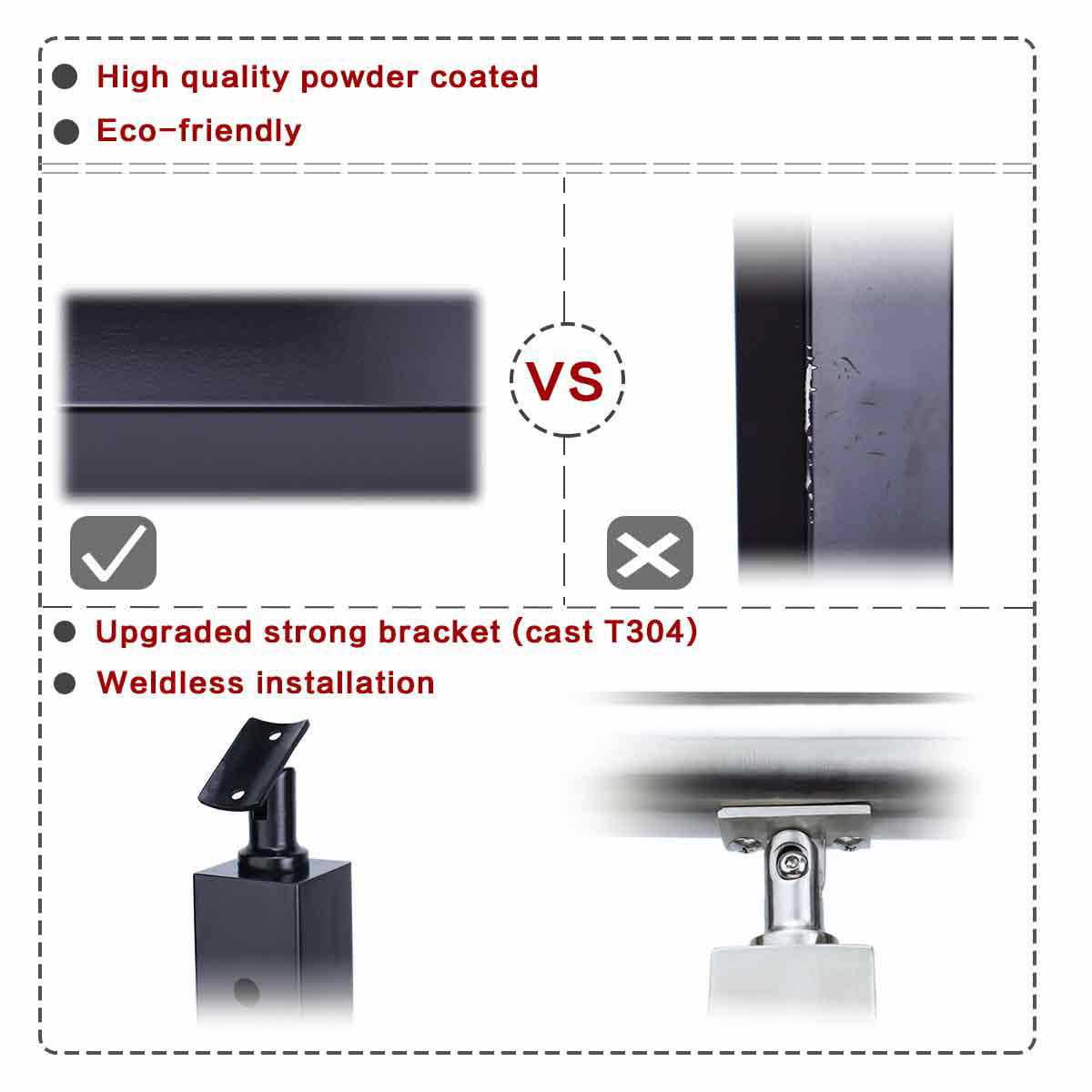 Muzata Level drilled Cable Railing Post 36x2x2 Adjustable Top Level Line Post Top Mount Stainless Steel - Image 4