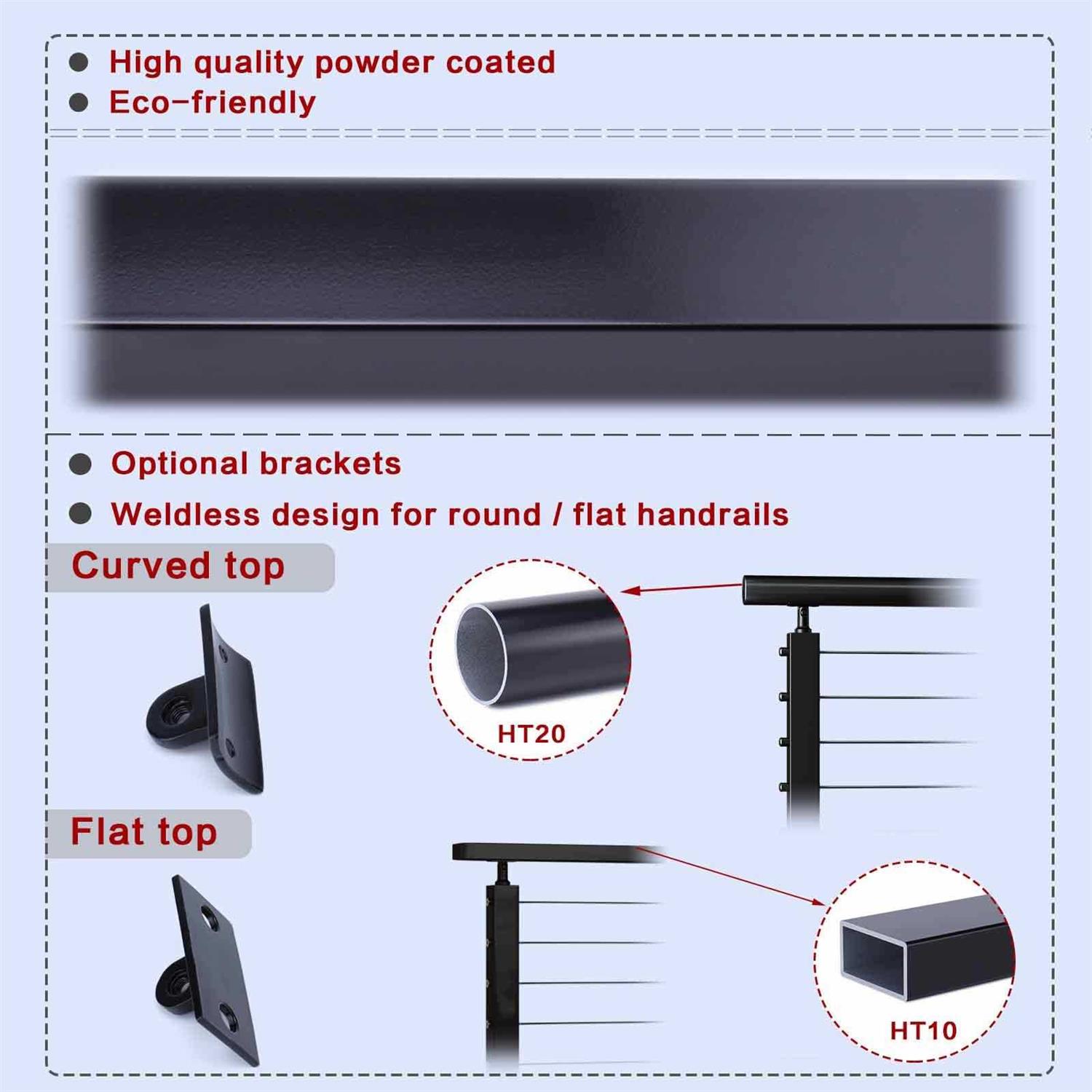 Muzata Level drilled Cable Railing Post 36x2x2 Adjustable Top Level Line Post Top Mount Stainless Steel - Image 4