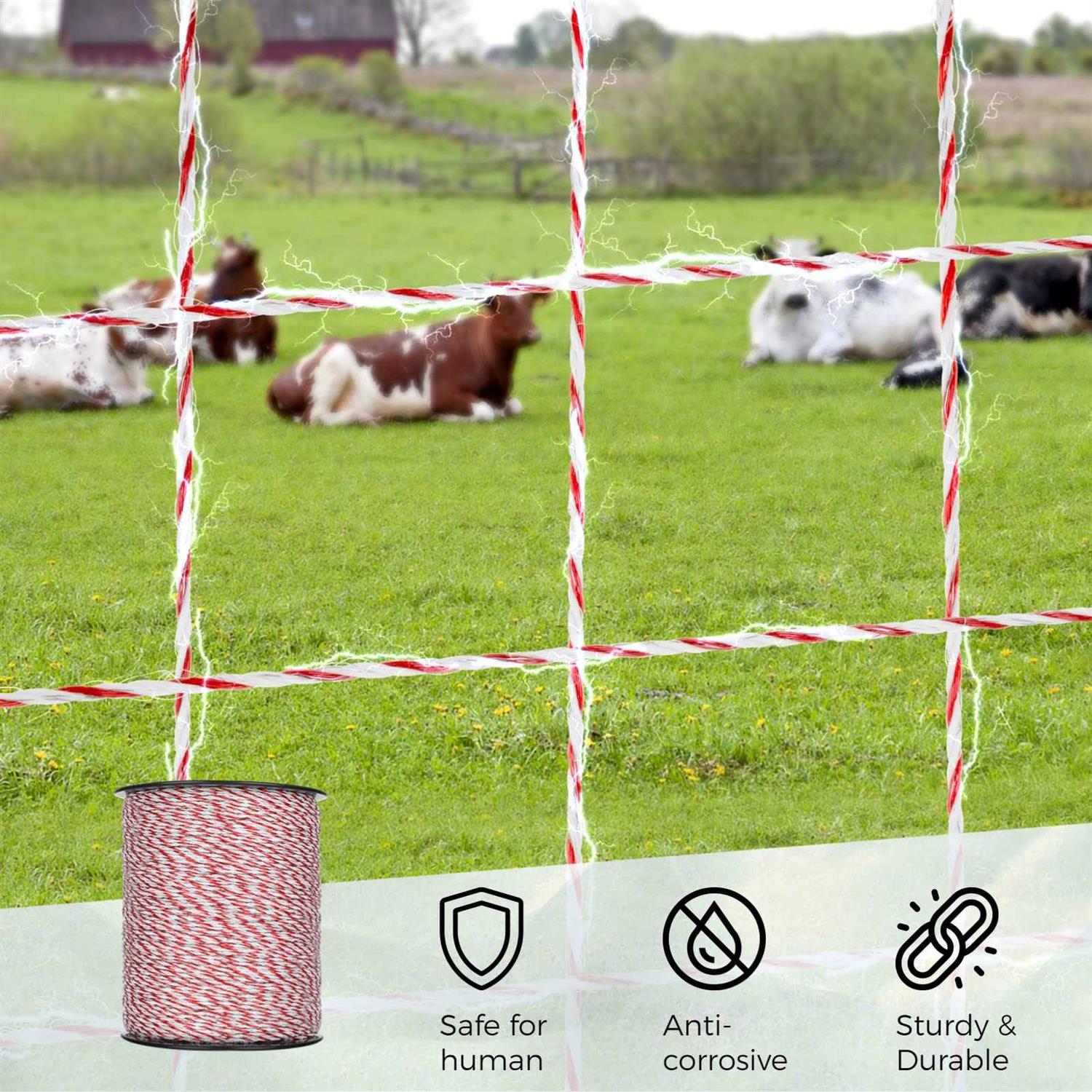 Electric Fence Polywire, Homaisson 500/1000 Meter Electric Fence String, 6 Stainless Steel Strands for Reliable Conductivity and Rust - Image 3