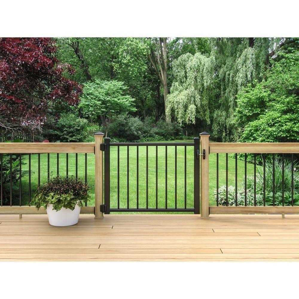 benefitbon 4 ft. x 3 ft. Adjustable Black Aluminum Deck Gate - Image 4