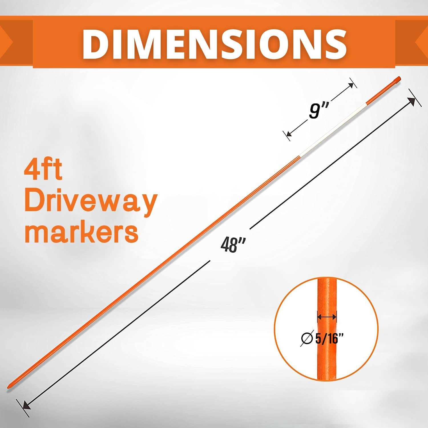 DISCOUNT SNOWSTAKES .COM 4ft Pro Snow Stakes 48 x 5/16 Driveway Markers - Image 3