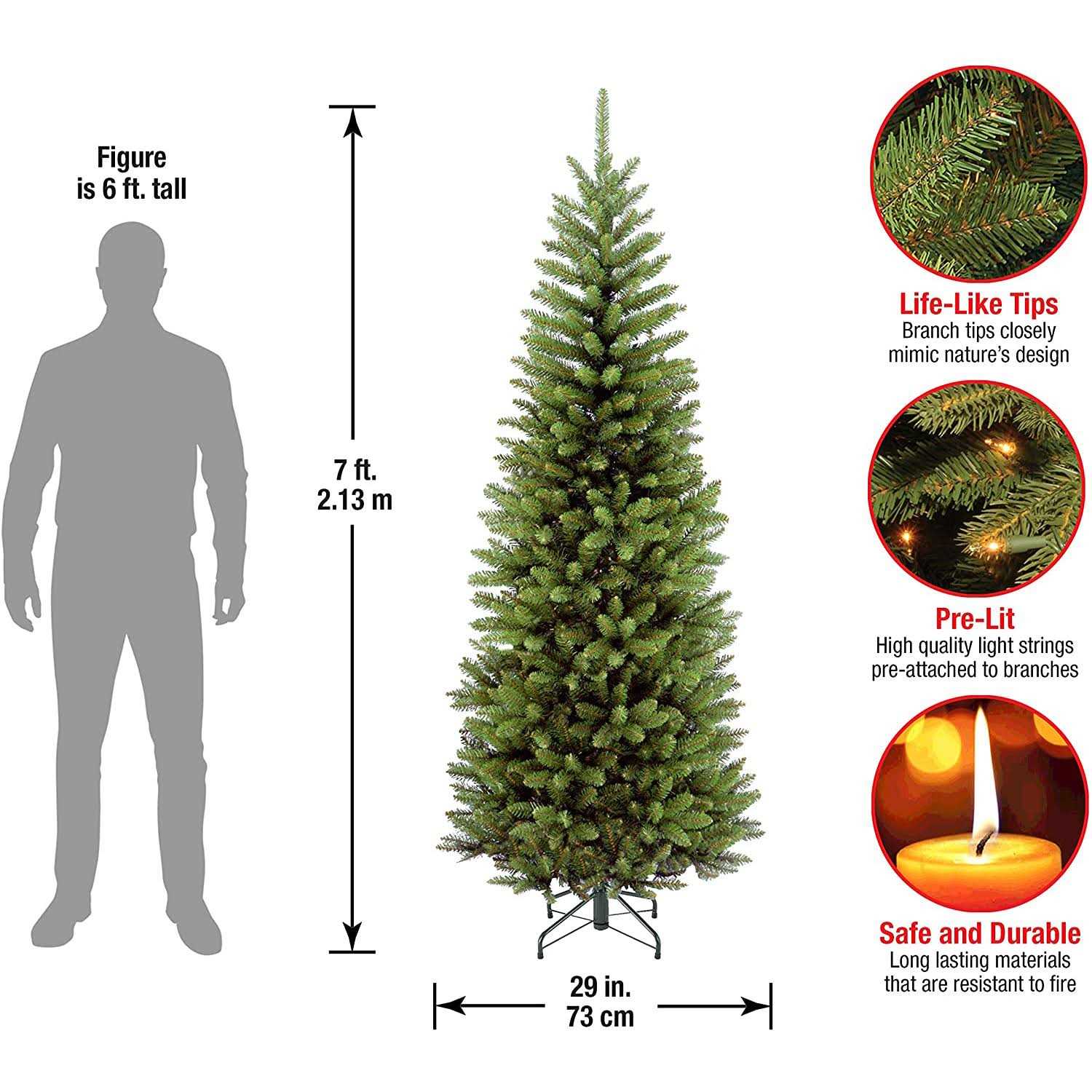 National Tree Company 7-ft Kingswood Fir Pencil Artificial Christmas Tree - Image 3