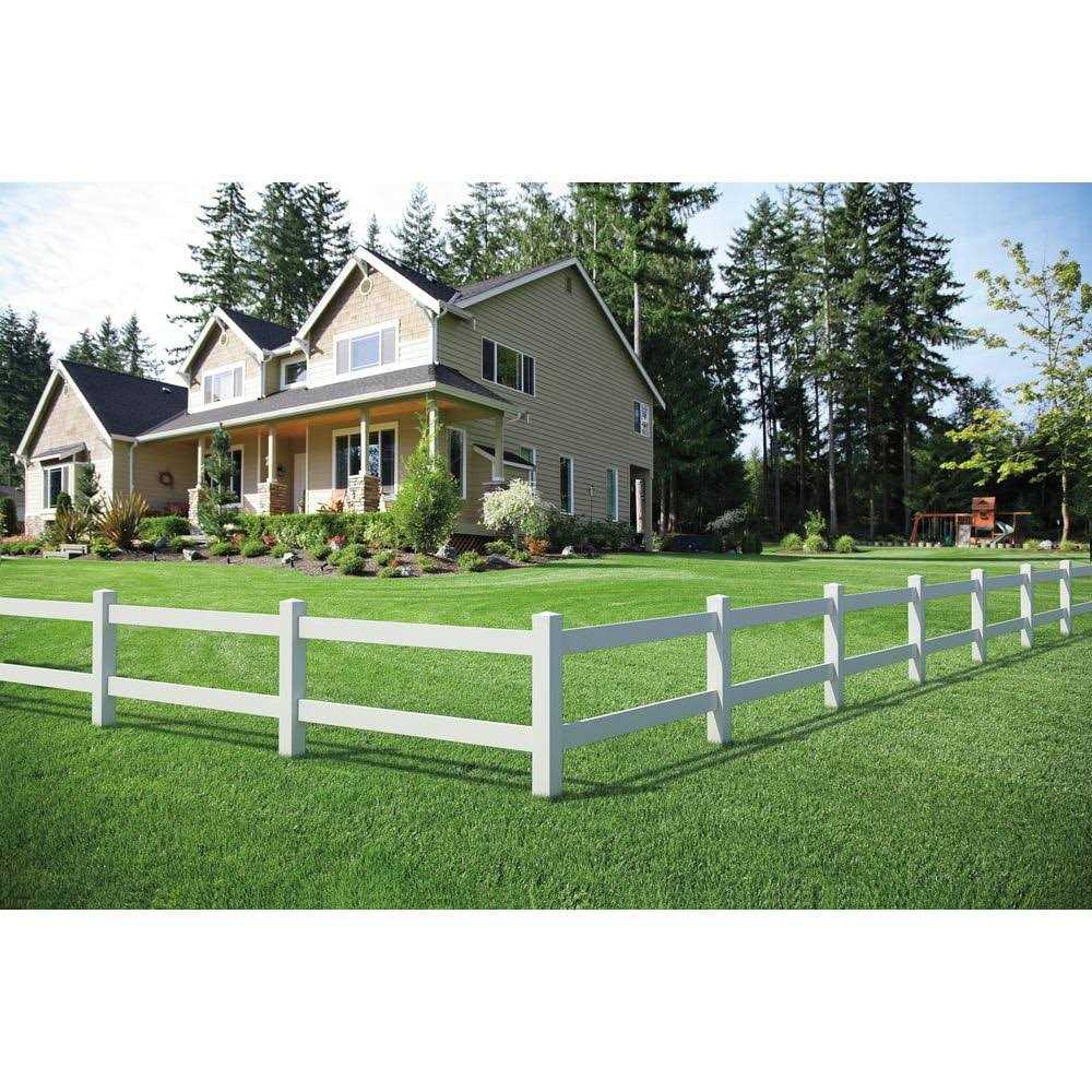 Outdoor Essentials 5 in. x 5 in. x 5 ft. Tan Vinyl Ranch 2-Rail Fence Post - Image 5