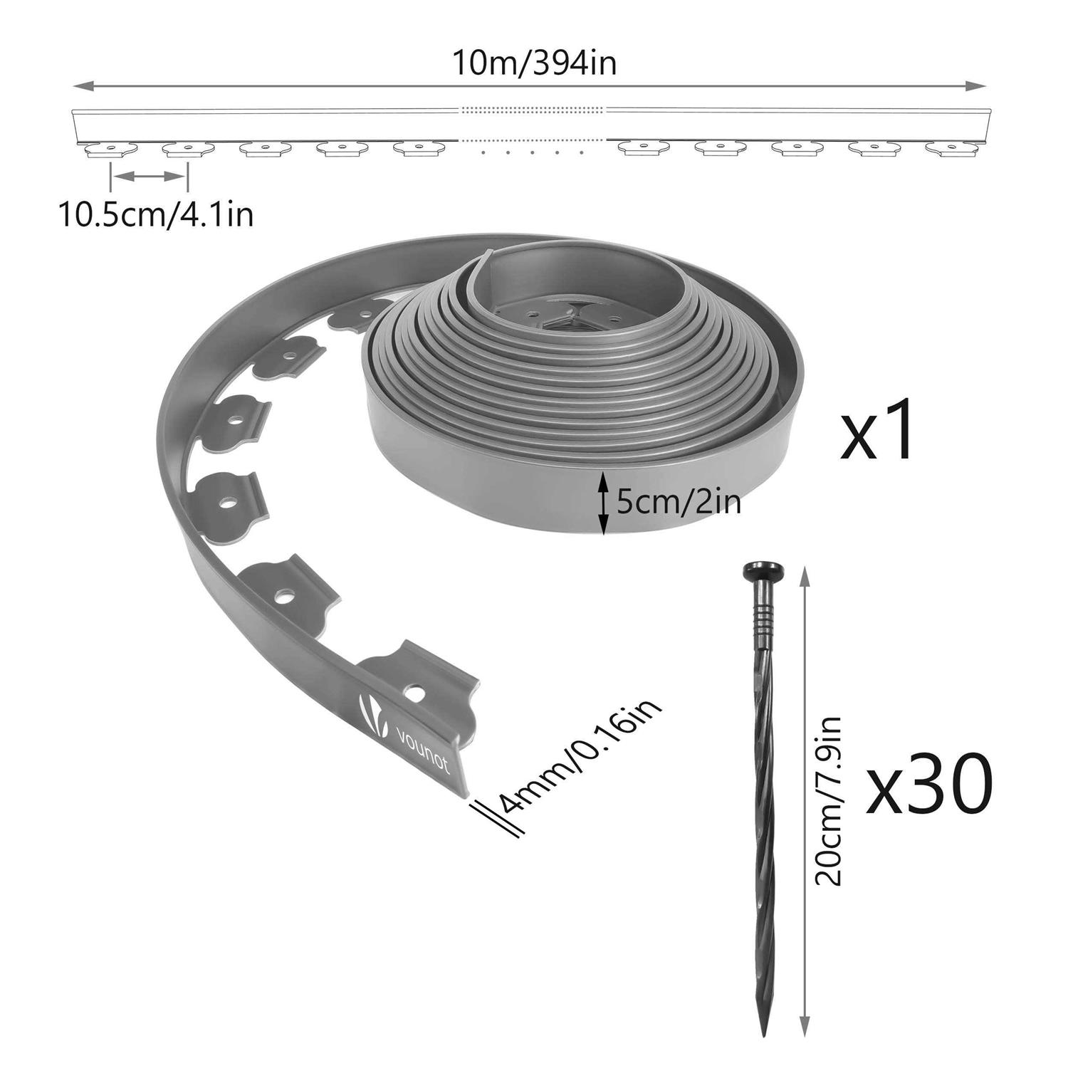 VOUNOT 20m Flexible Lawn Edging Plastic Garden Edging Border with 60 Strong Securing Pegs - Image 3