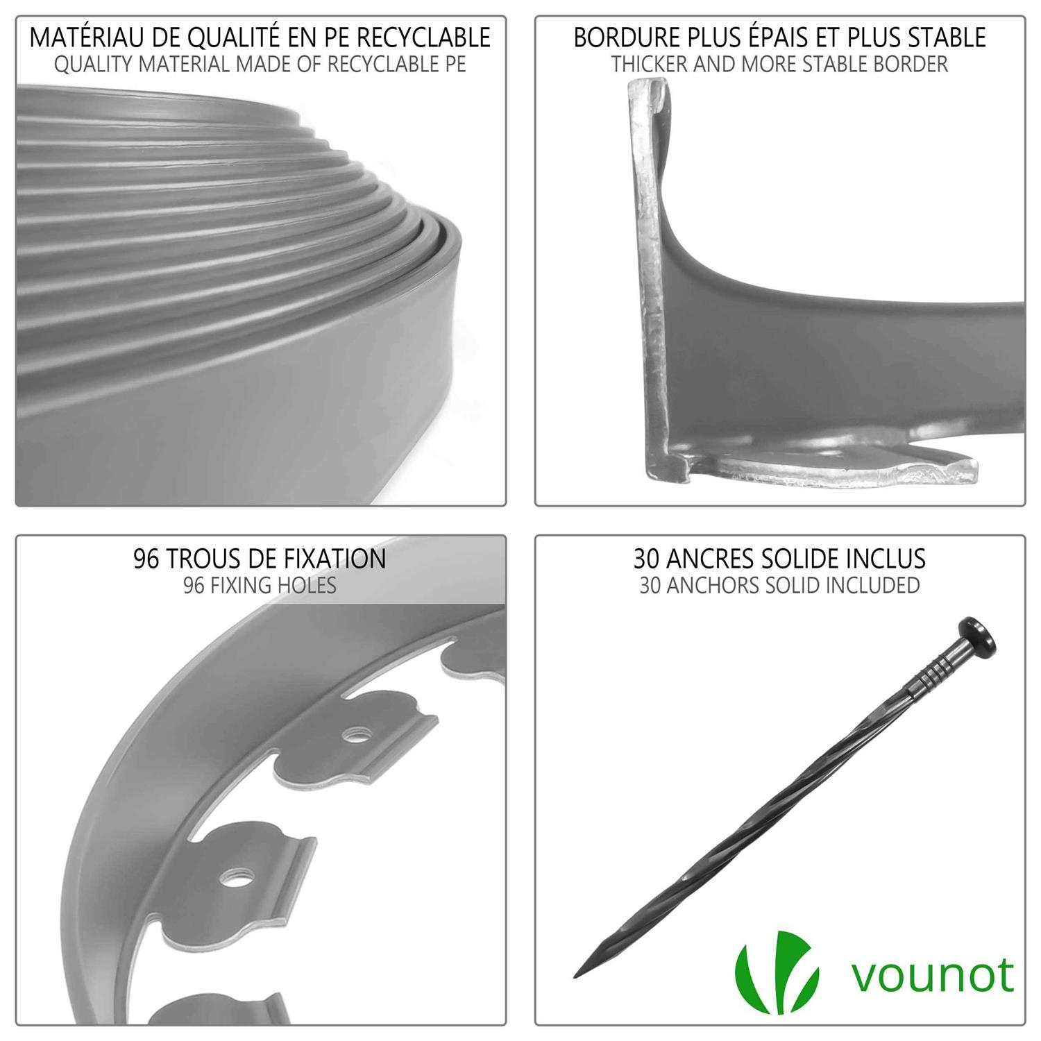 VOUNOT 20m Flexible Lawn Edging Plastic Garden Edging Border with 60 Strong Securing Pegs - Image 4