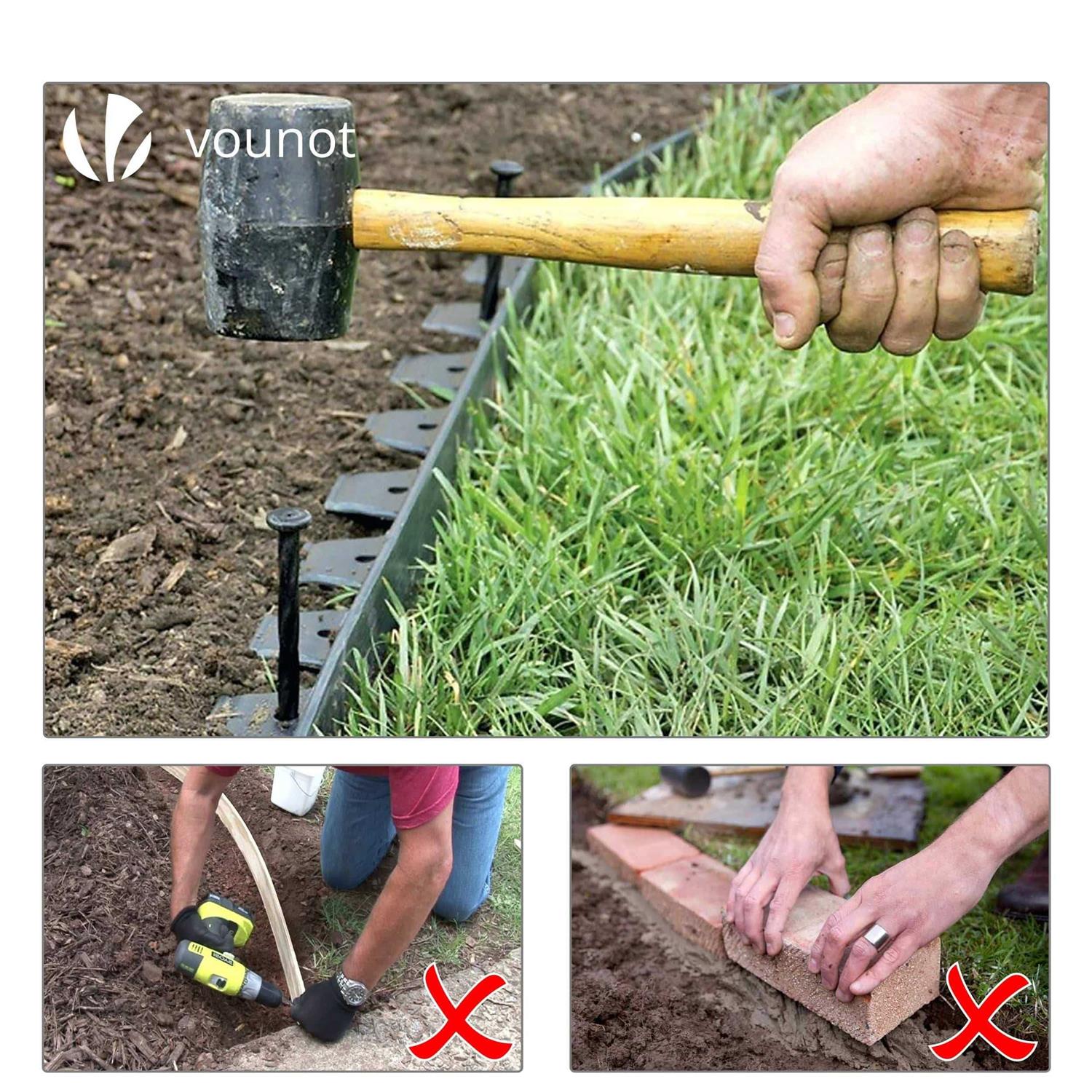 VOUNOT 20m Flexible Lawn Edging Plastic Garden Edging Border with 60 Strong Securing Pegs - Image 3