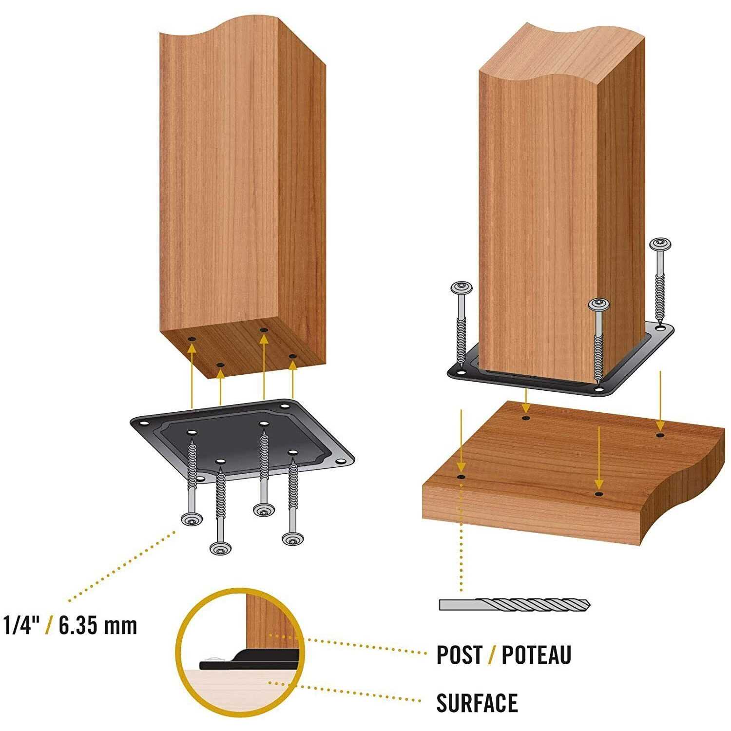 Nuvo Iron 4 in. x 4 in. Black Wood Post Connector Plate WPCP4B - Image 4
